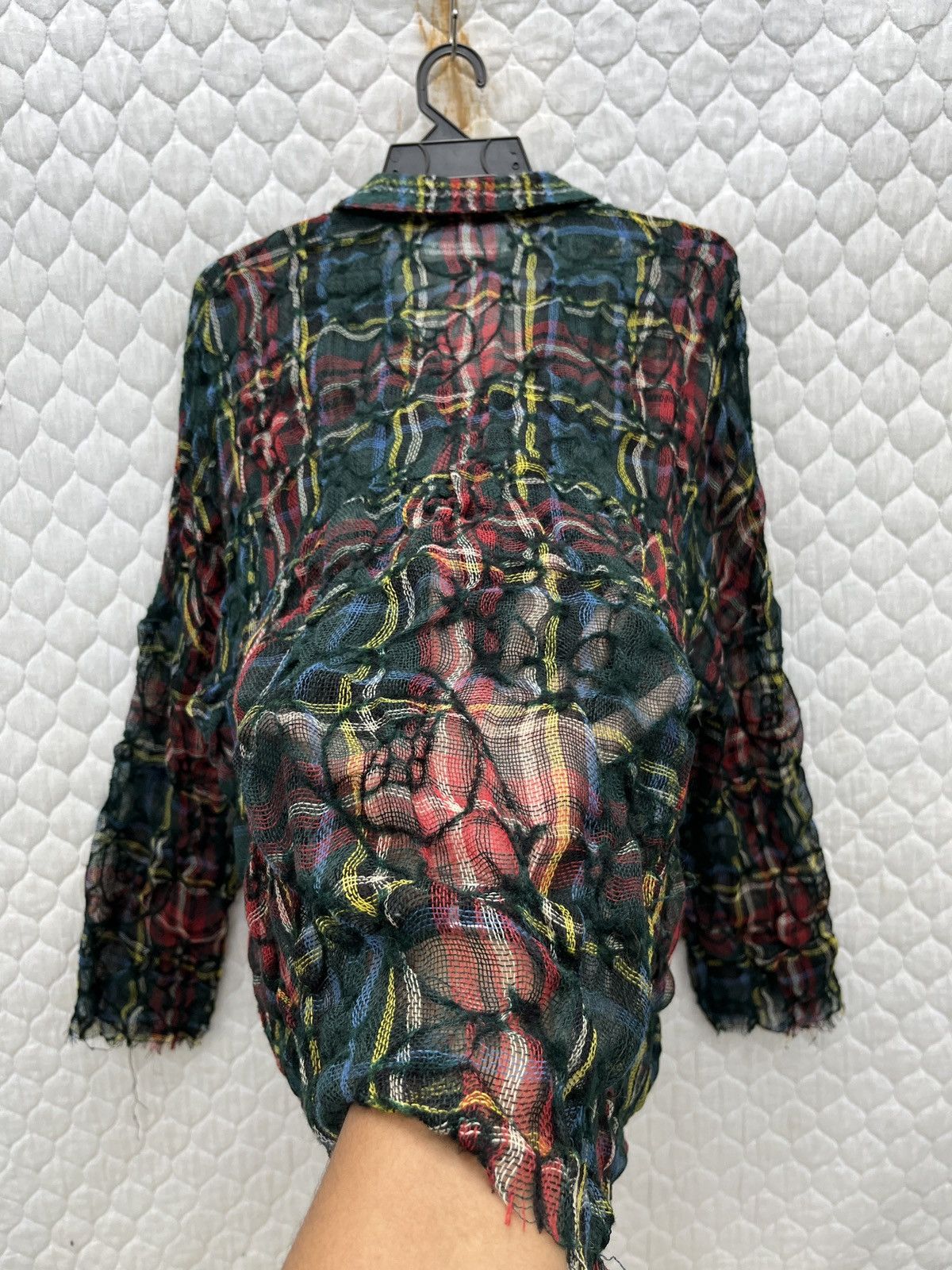 Issey Miyake 🔥🔥VINTAGE ISSEY MIYAKE SUNAO KUWAHARA TARTANWOOL MESH SHIRTS Size M / US 6-8 / IT 42-44 - 8 Thumbnail