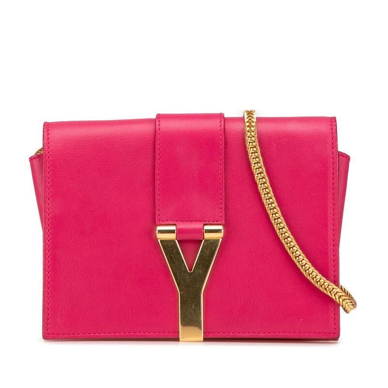 YVES Saint Laurent Leather Chain Shoulder Bag Pink Leather Crossbody Bag, Women's