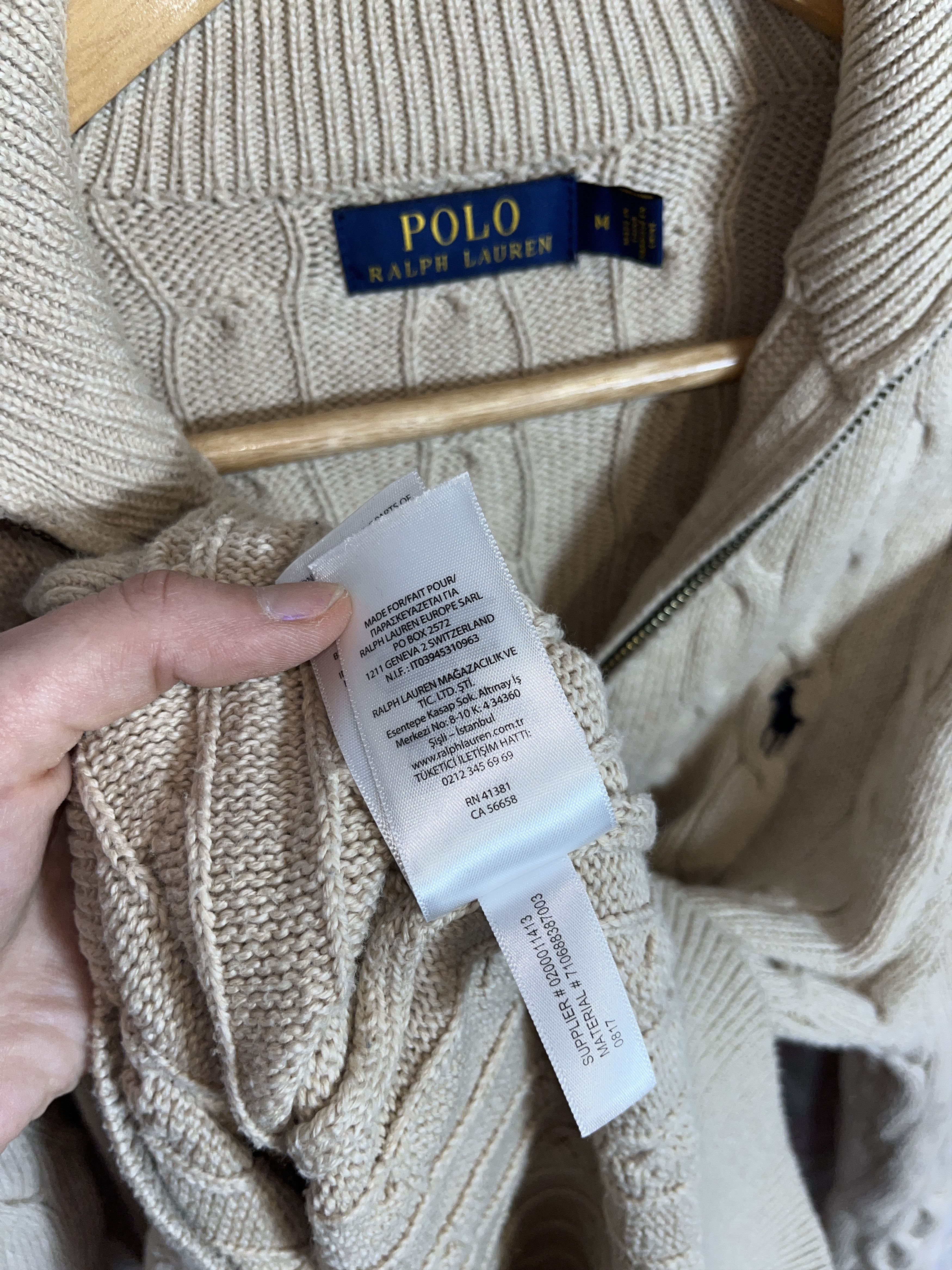 Polo Ralph Lauren Polo Ralph Lauren Beige quarter zip cable knit sweater Size US M / EU 48-50 / 2 - 12 Thumbnail