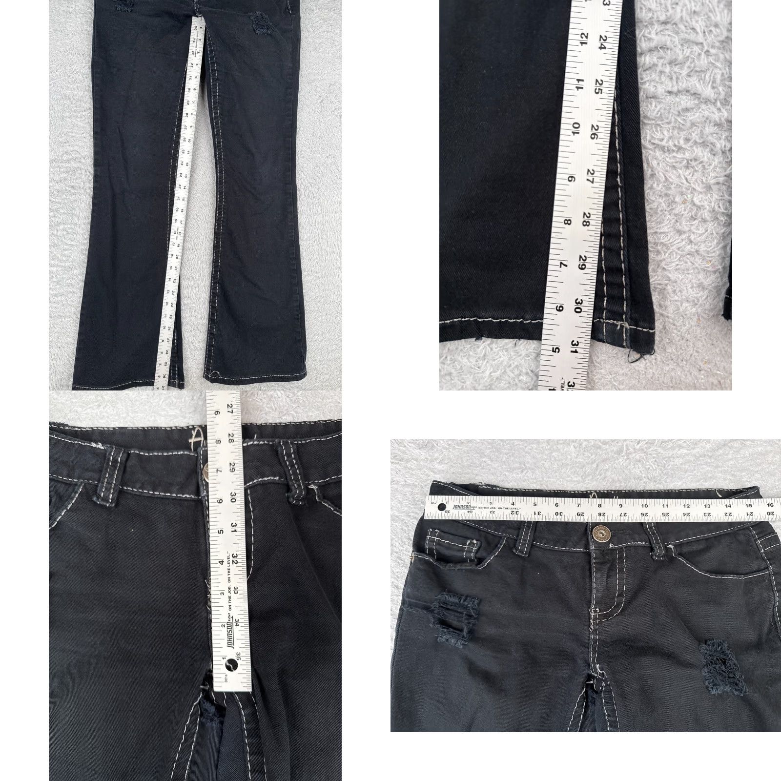 Vintage Amethyst Jeans Women's Jeans 7 Black Denim Bootcut Low Rise 31in Inseam Cotton Blend Distressed Pockets Western Size 28" / US 6 / IT 42 - 8 Thumbnail