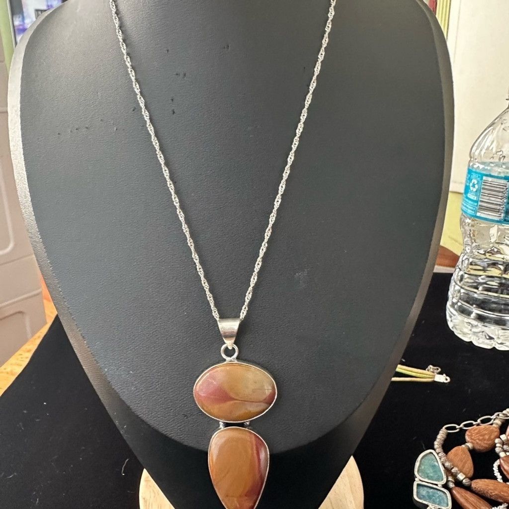 The Unbranded Brand Sterling Silver Pendant Necklace Multicolor Agate Stones Size ONE SIZE - 7 Thumbnail