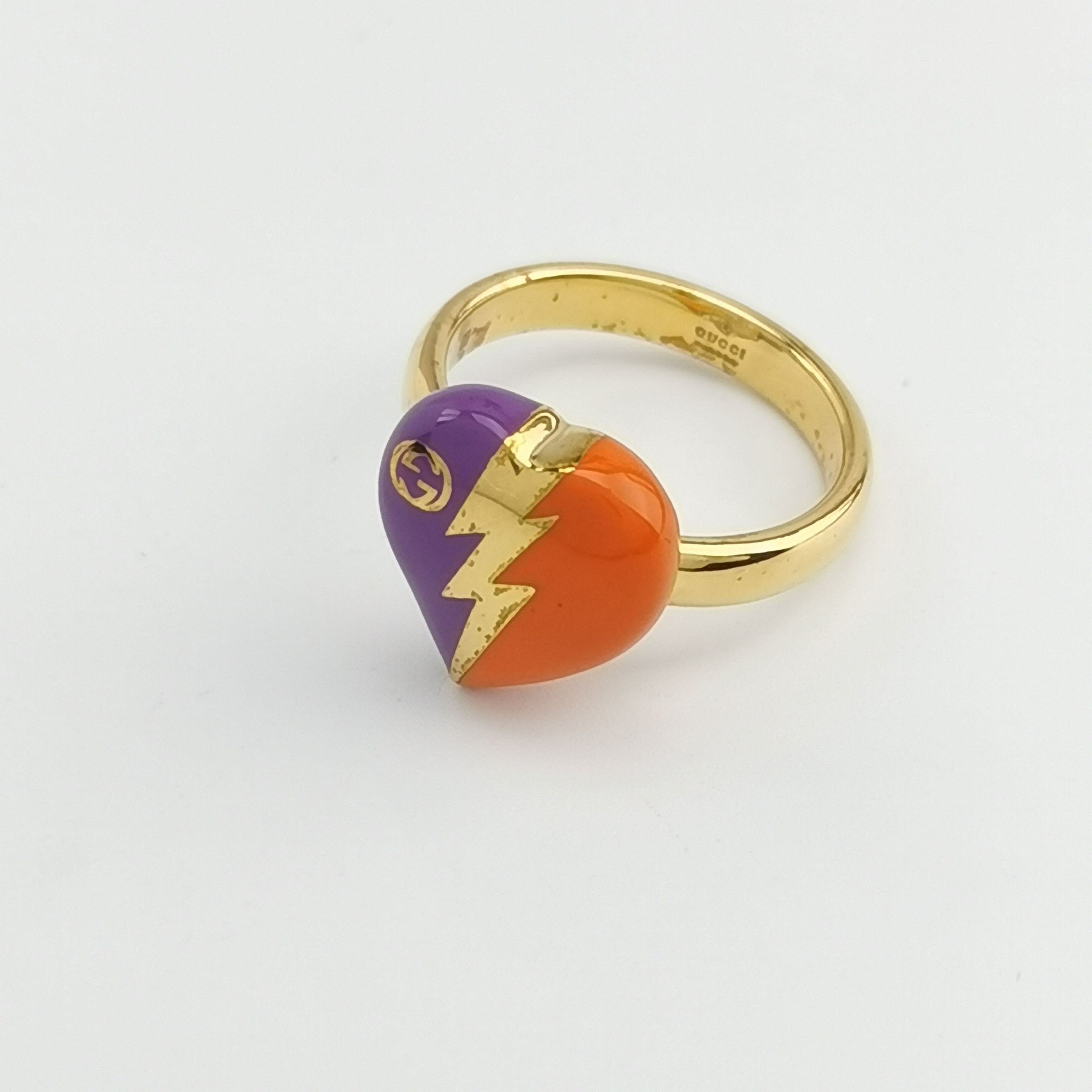 Gucci Gucci Colorblock Heart Double G Ring Size 17 -z2505 Size ONE SIZE - 6 Thumbnail