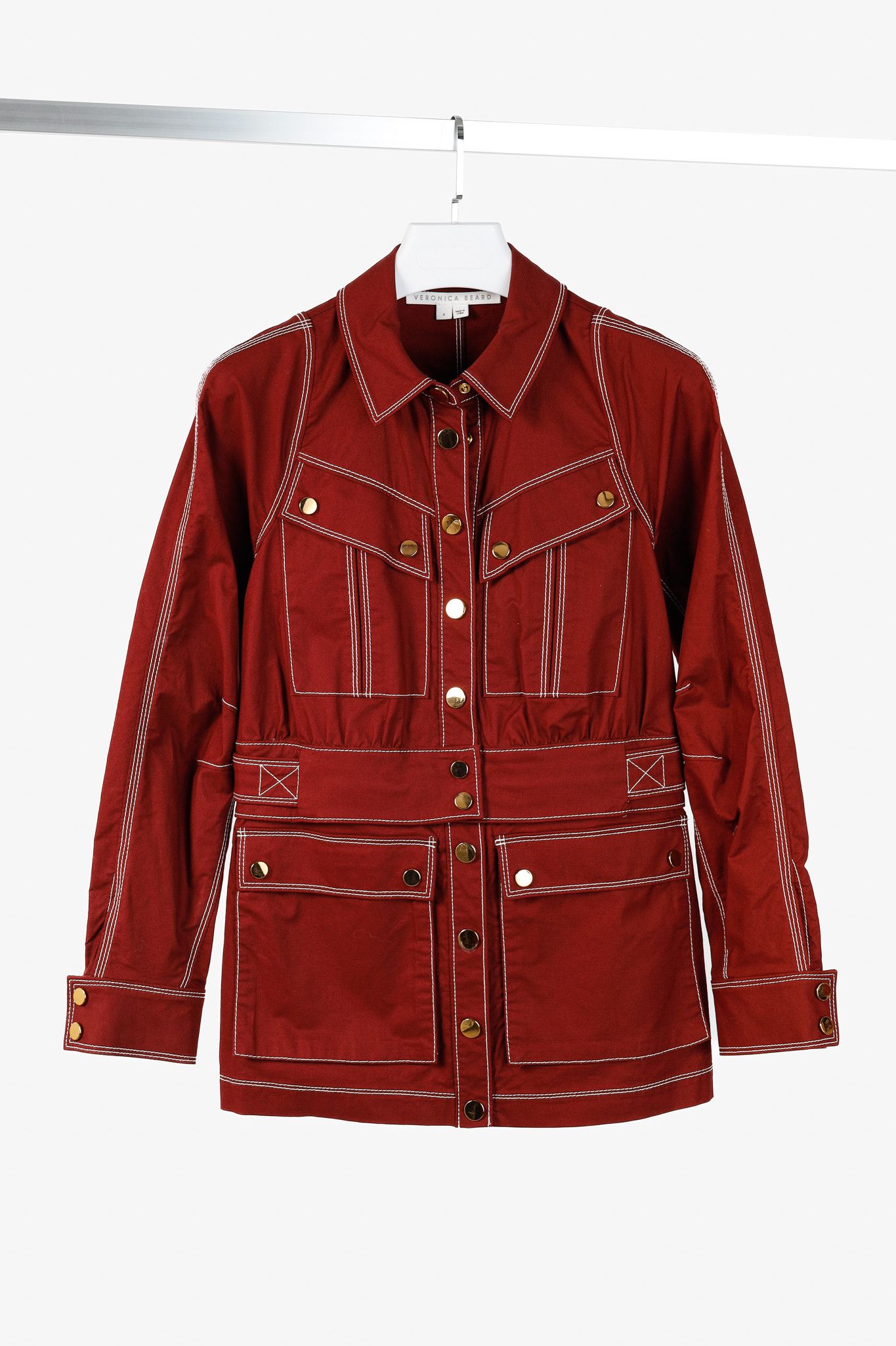 Veronica Beard Veronica Beard Keswick Topstitched Cotton-Twill Jacket Size S / US 4 / IT 40 - 1 Thumbnail
