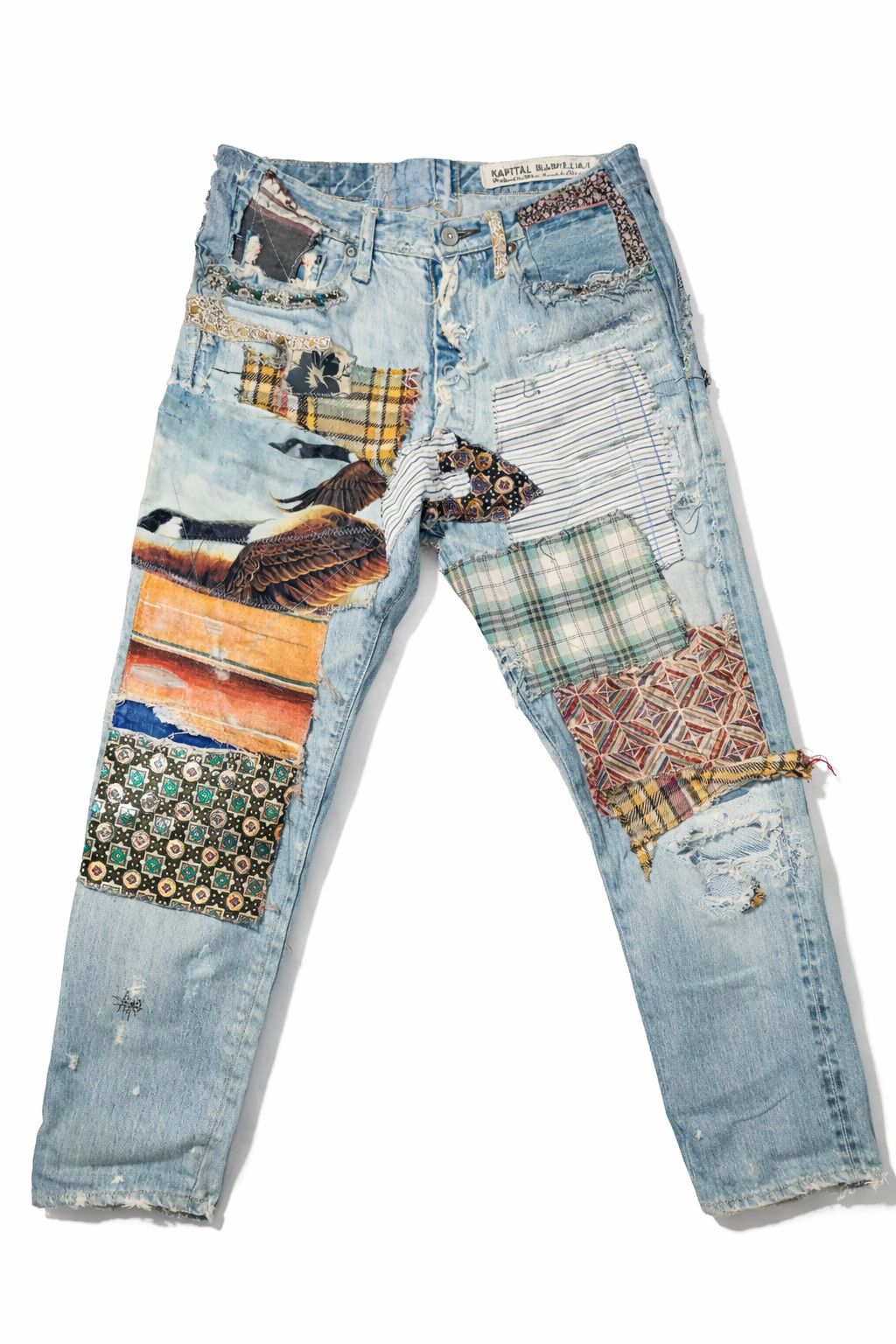 Kapital KAPITAL "Happy Patchwork Tapered" Denim Size US 30 / EU 46 - 1 Thumbnail