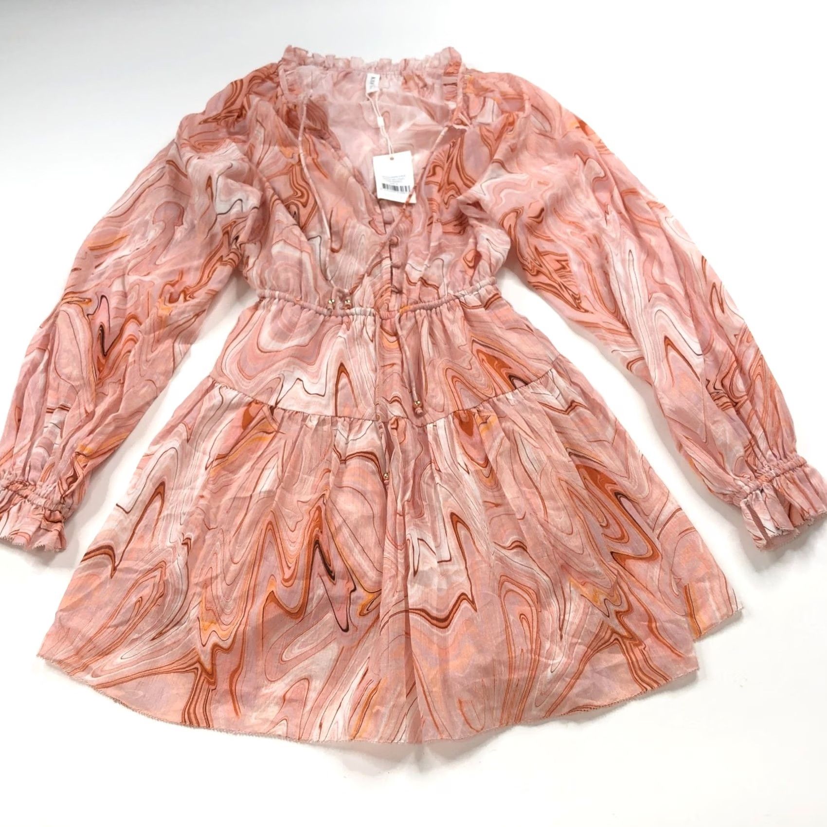 Vintage Kivari Benita NEW Pink Marble US 4 Women’s Lined Mini Dress Boho Festival HRJ Dress Short Bohemian Women’s Lined Mini 4 Pink Marble Size S / US 4 / IT 40 - 4 Thumbnail