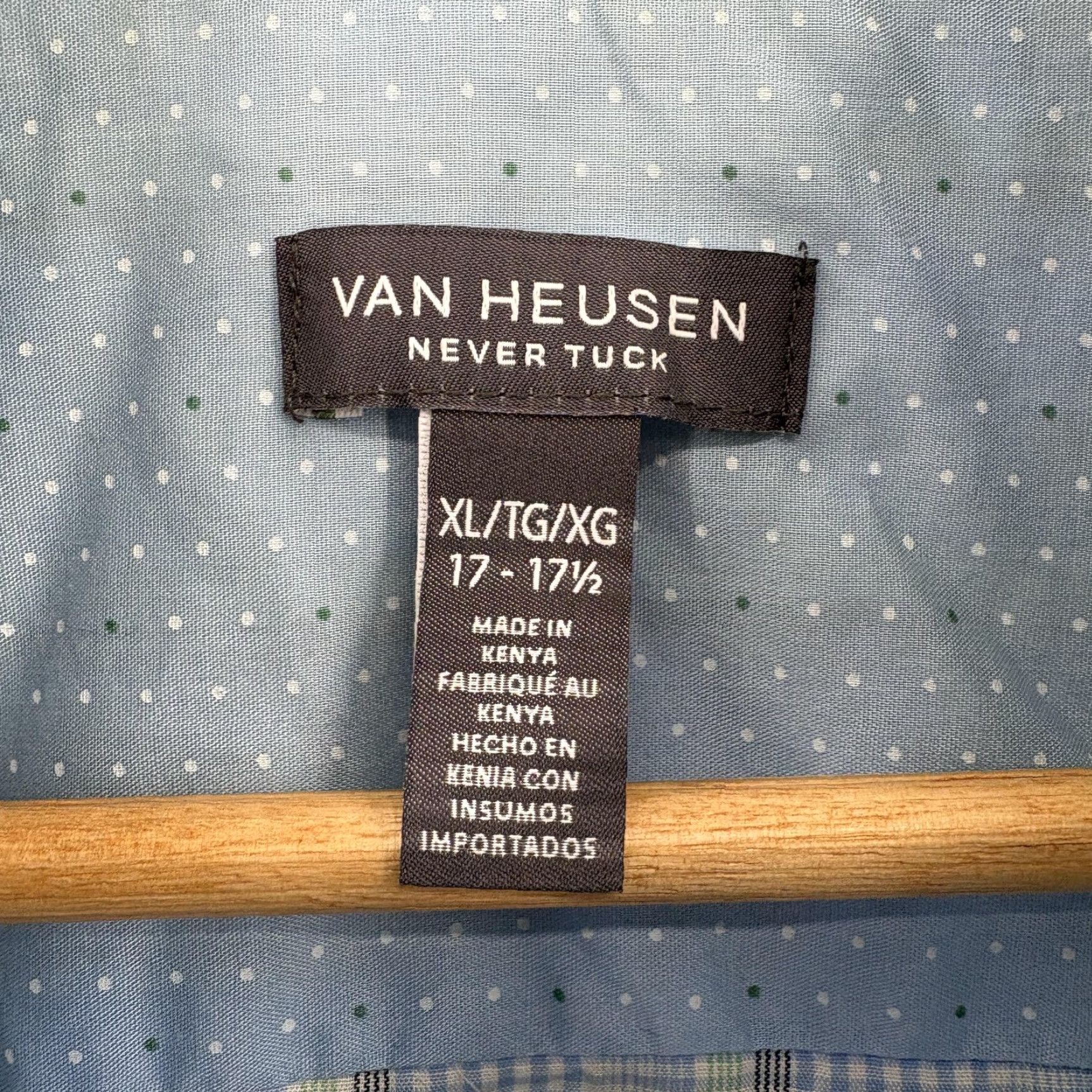 Van Heusen Van Heusen Shirt XL Blue Plaid Slim Long Sleeve Easy Care NWT Never Tuck Button-Up Mens Size US XL / EU 56 / 4 - 3 Thumbnail