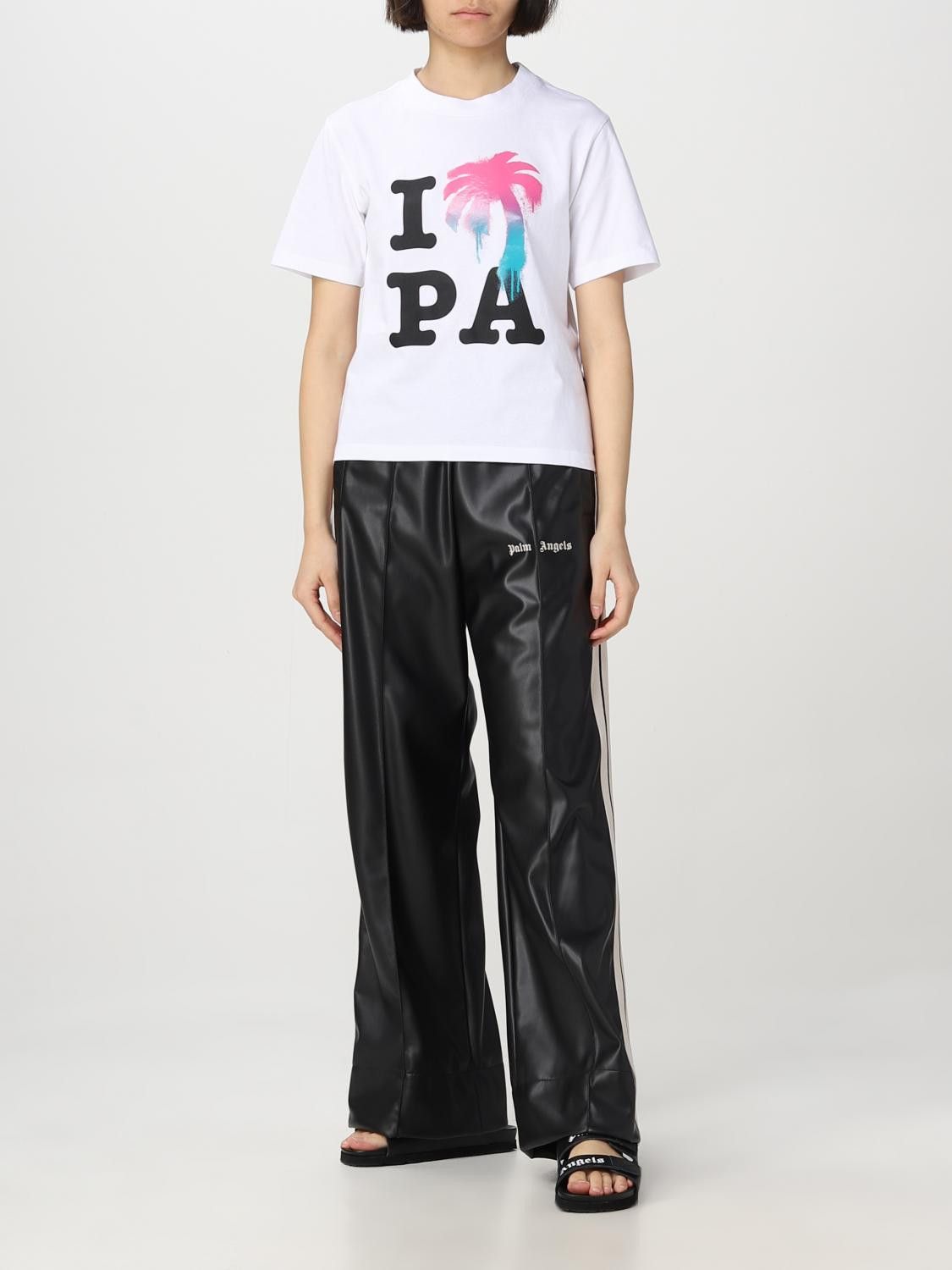 Palm Angels o1y1225 Logo Crewneck T-Shirt in White Size L / US 10 / IT 46 - 2 Thumbnail
