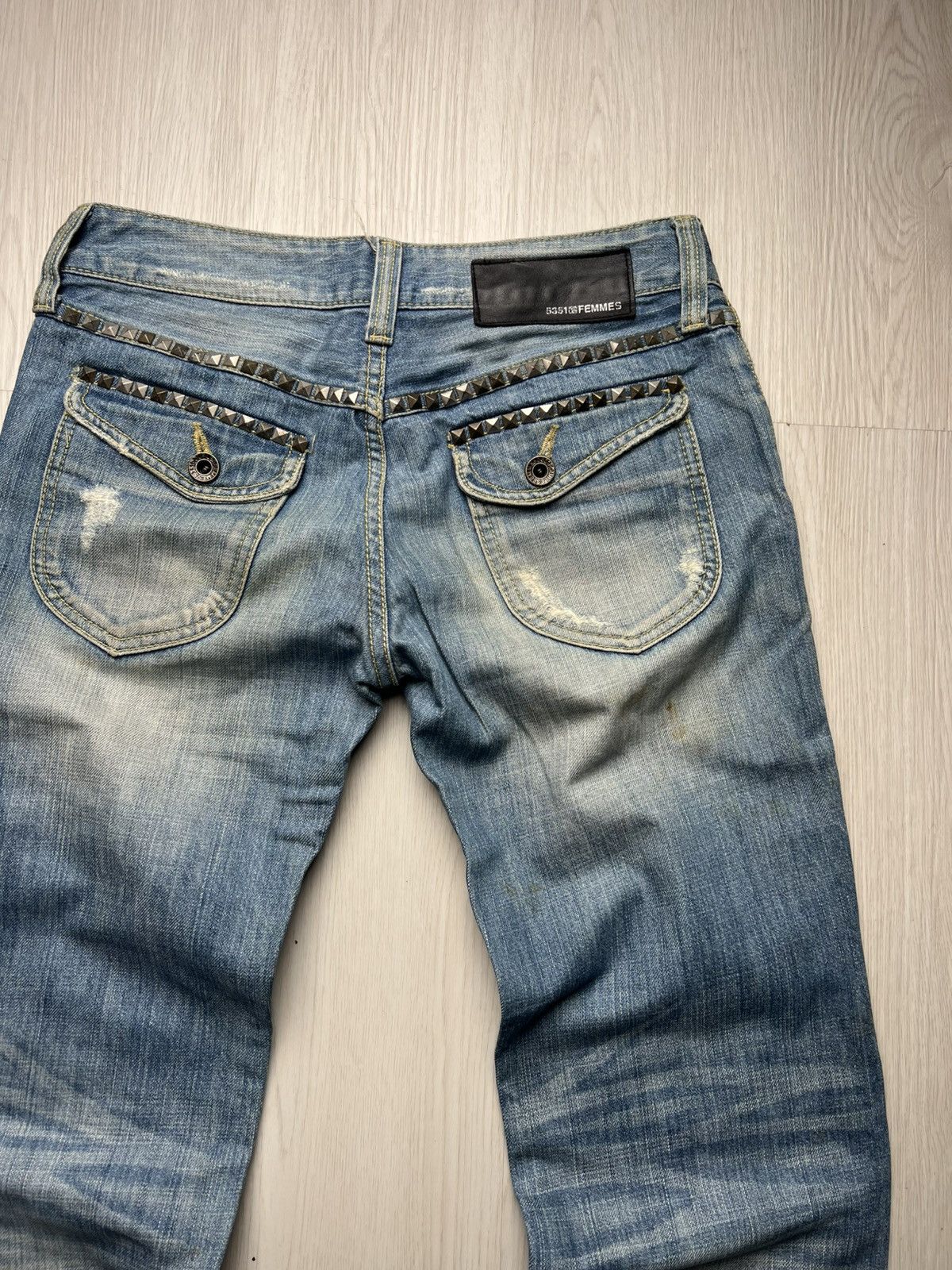 5351 POUR LES HOMMES 5351 Pour Less Hommes Spike Studded Distressed Jeans Size US 29 - 4 Thumbnail