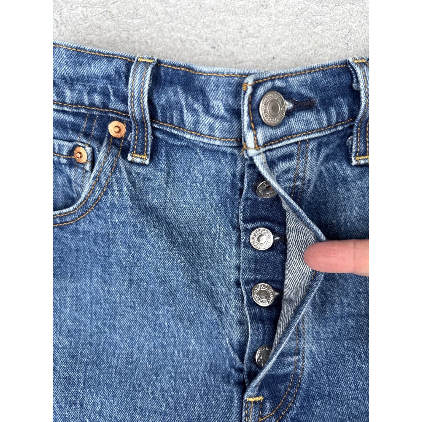 Levi's Levis Premium Ribcage Shorts Womens 29 Blue Denim Button Fly High Rise 5-Pocket Casua l Shorts Size 29" - 6 Thumbnail