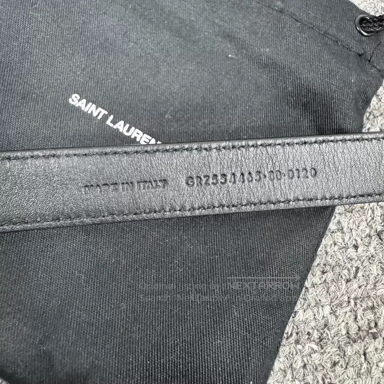 Saint Laurent Paris Saint Laurent Paris Black Crocodile Pattern Gold Buckle Be Size ONE SIZE - 8 Thumbnail