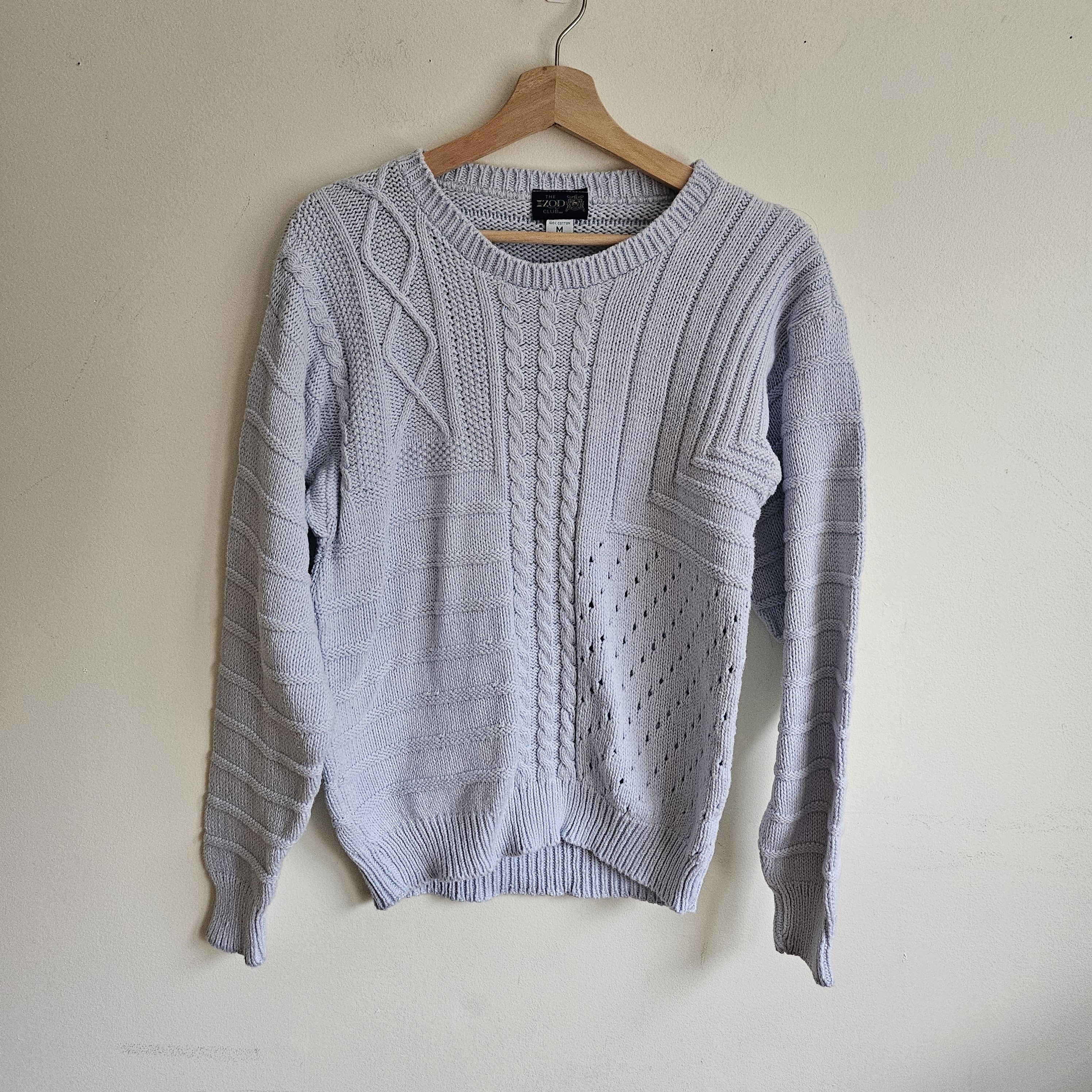 Izod × Vintage Vintage Men’s Izod M Baby Blue 100% Cotton Pullover Sweater Size US M / EU 48-50 / 2 - 2 Thumbnail