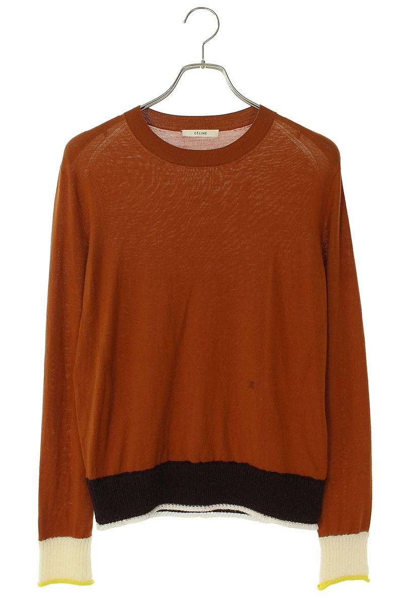 image of Celine Ribbed Mohair Knit Sweater in Orange, Women's (Size Small)