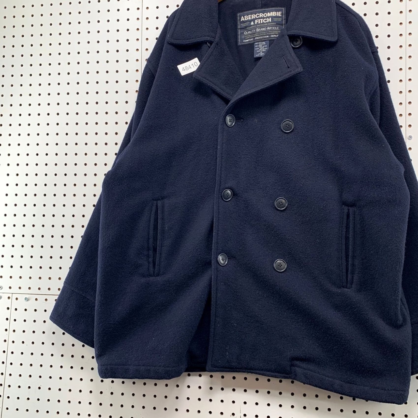 Abercrombie & Fitch Abercrombie & Fitch Wool Peacoat Men L Navy Blue Thick Heavy Double Breasted Vintage Regular Coat Size US L / EU 52-54 / 3 - 5 Thumbnail