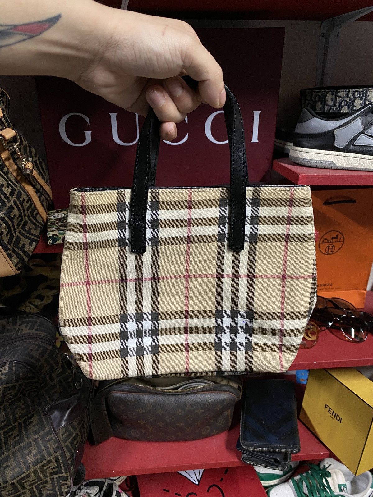 Burberry Burberry Plaid Small canvas Hand Bag Preowned Size ONE SIZE - 1 Thumbnail