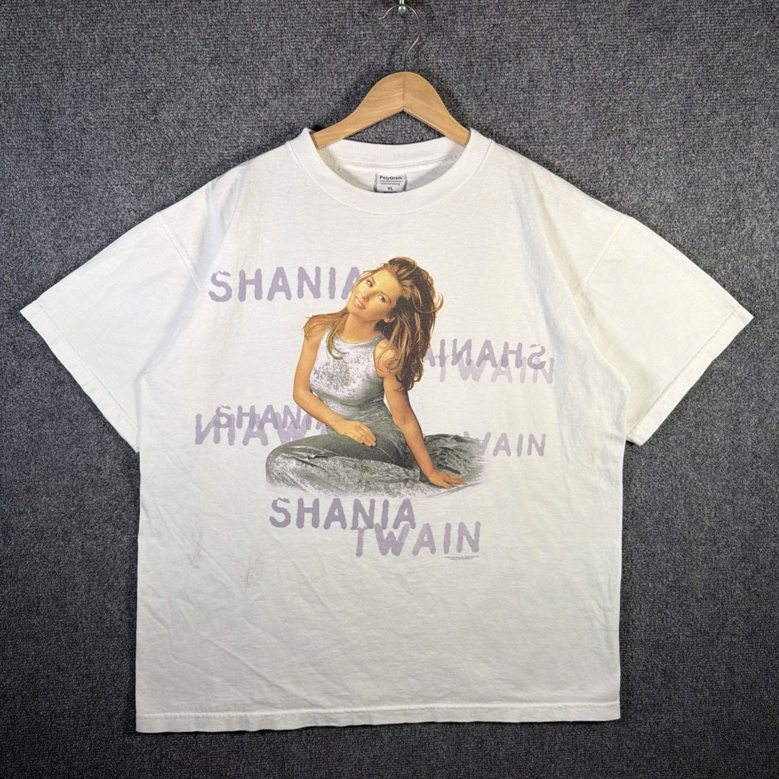 Band Tees Vintage Shania Twain Shirt Mens XL White 90s 1998 Country Size US XL / EU 56 / 4 - 1 Thumbnail