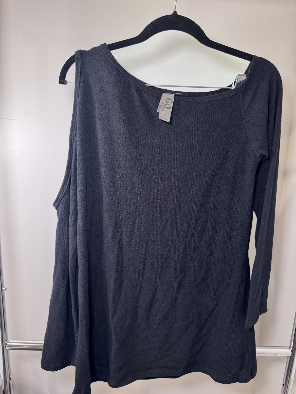 Unknown London Black Cold Shoulder Long Sleeve Top for Women Size L / US 10 / IT 46 - 1 Thumbnail