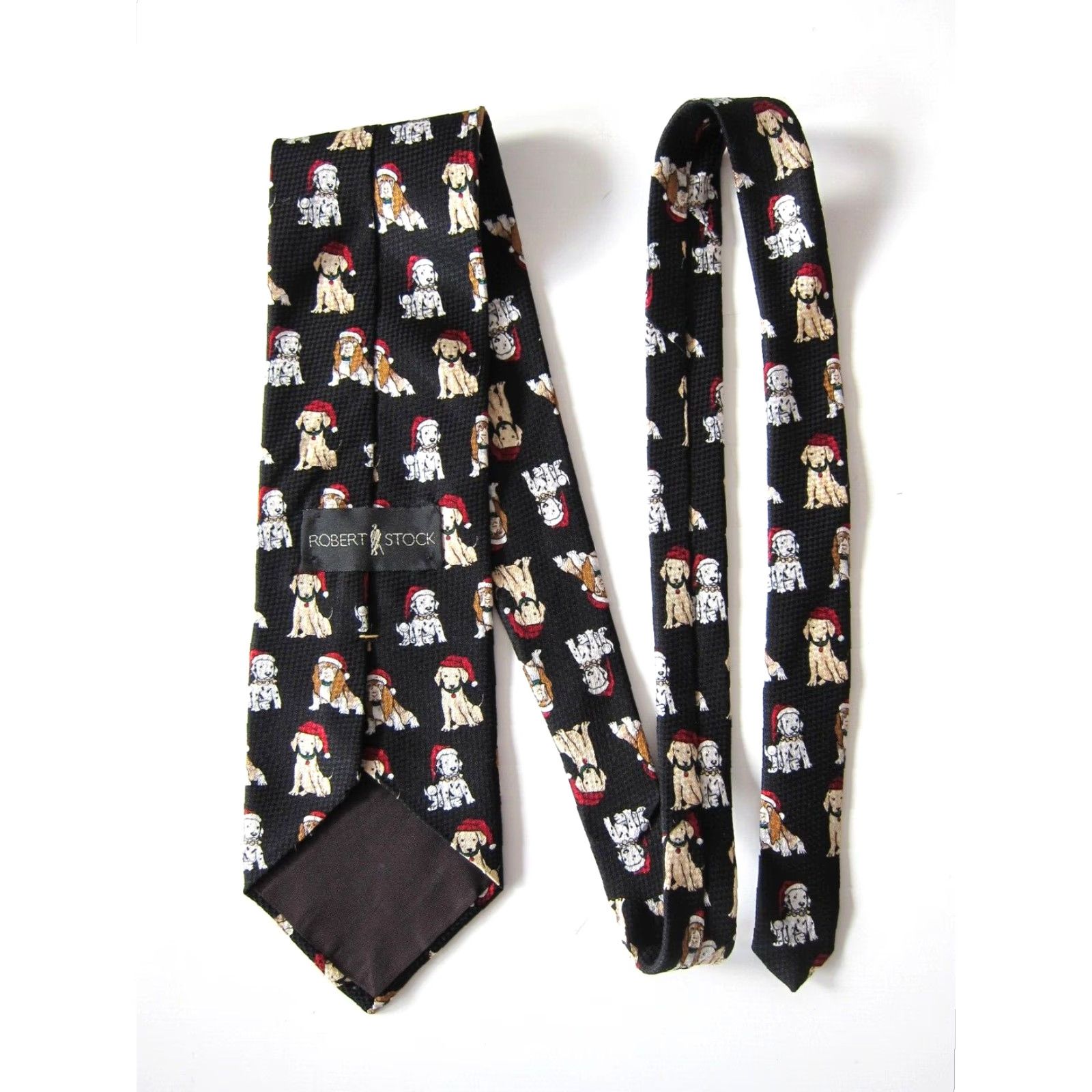 Vintage VINTAGE Robert Stock Made USA Black Red Christmas Puppies Dalmatian Dog Tie Men Silk Pattern Dog Tie Size ONE SIZE - 4 Thumbnail