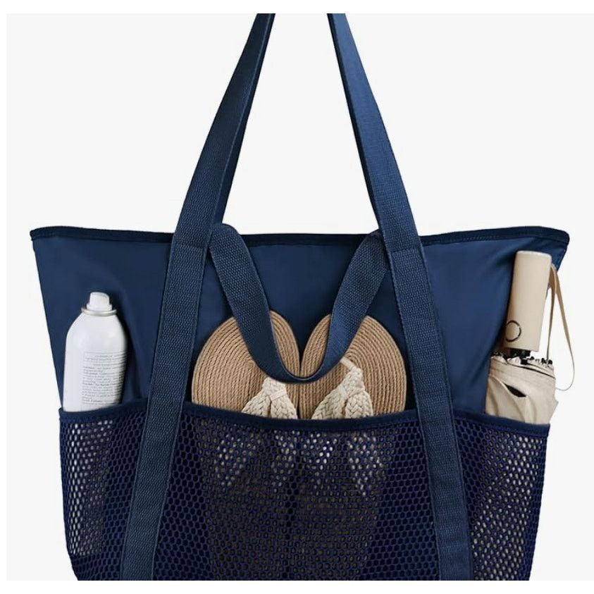 The Unbranded Brand Beach Bag Waterproof Sandproof FoldableZipper Mesh Pockets Size ONE SIZE - 5 Thumbnail