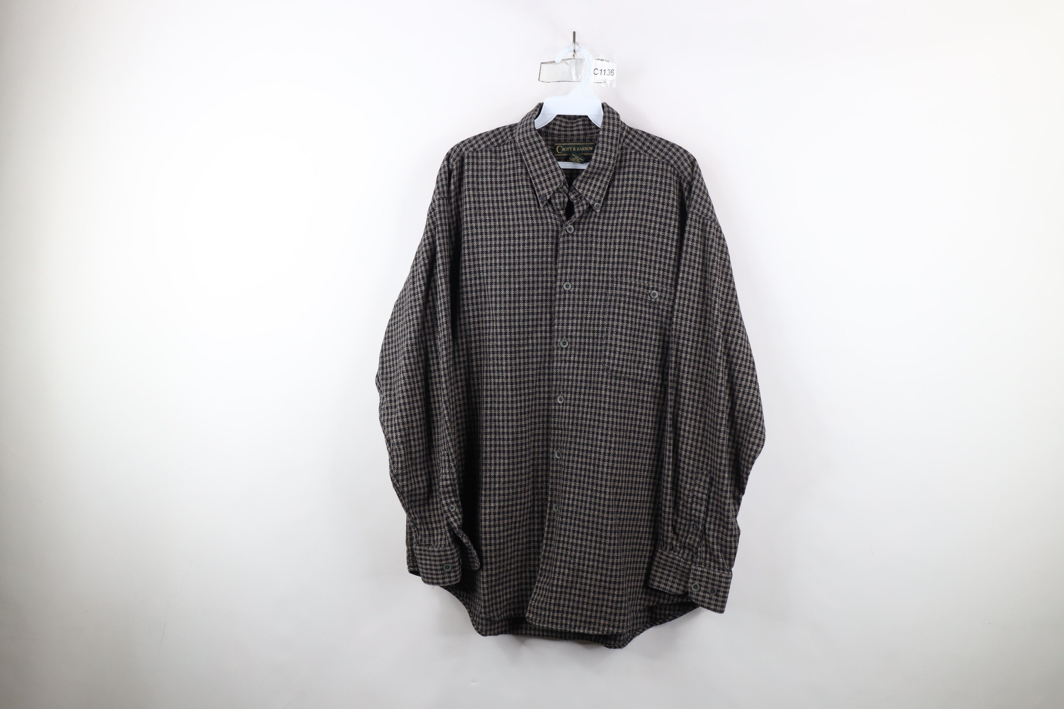Vintage Vintage 90s Streetwear Fit Tweed Button Down Shirt Cotton Size US L / EU 52-54 / 3 - 1 Thumbnail