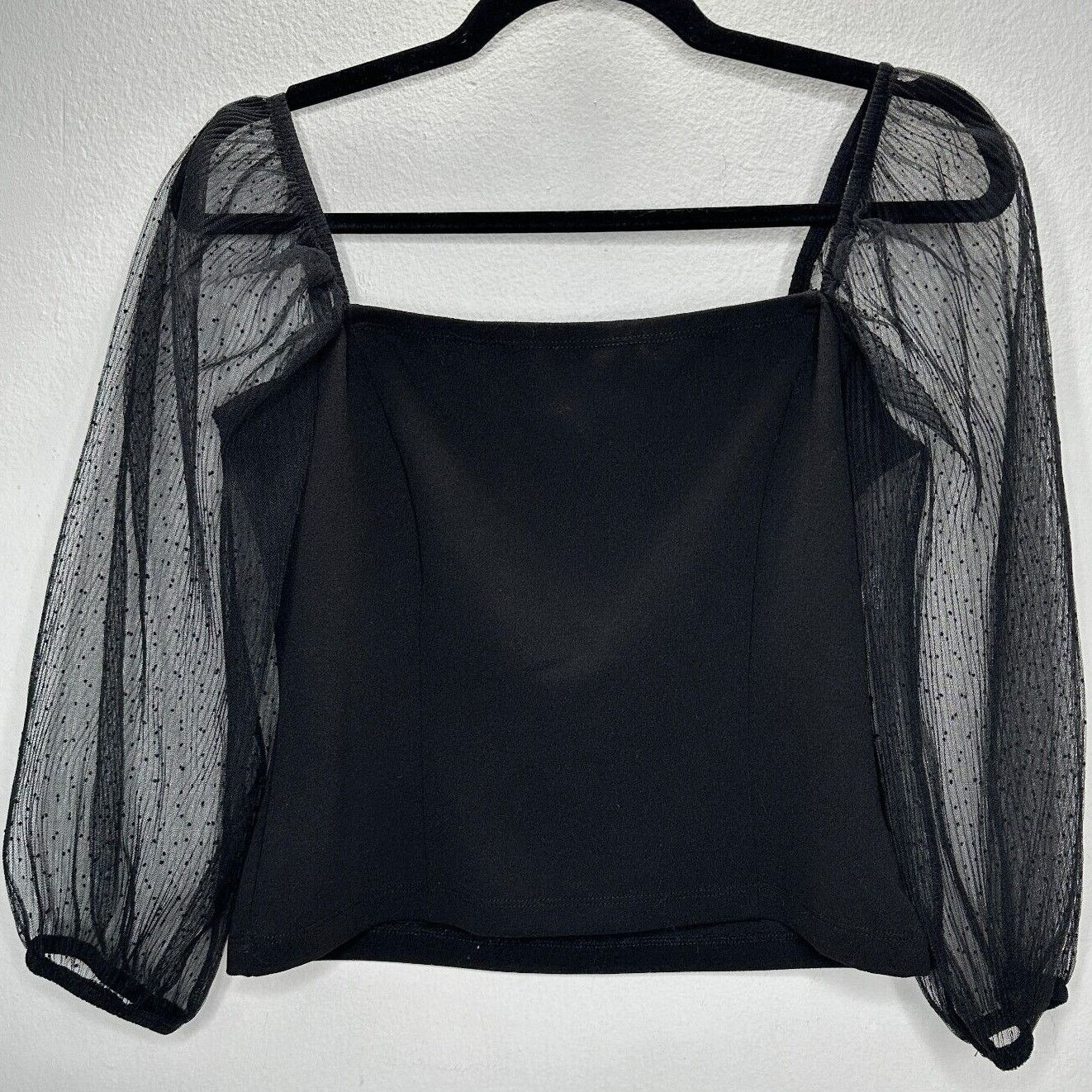 Other Socialite Black Square Neck Polka Dot Balloon Sleeve Top Size M / US 6-8 / IT 42-44 - 2 Thumbnail
