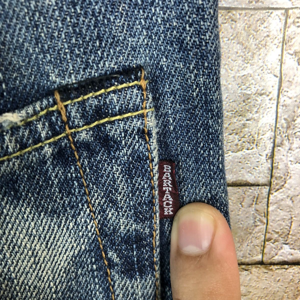 Japanese Brand Bartack Works Blue Distressed Denim Pants #A143 Size US 27 - 21 Thumbnail