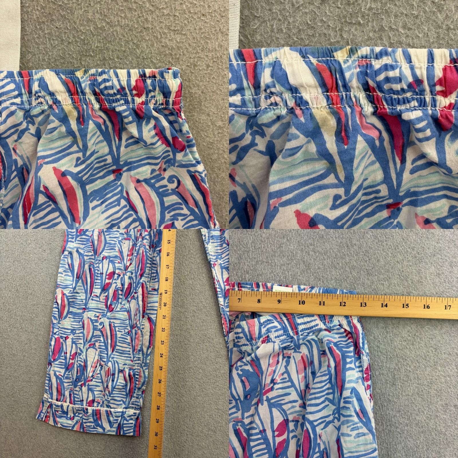 Lilly Pulitzer Lilly Pulitzer Pants Womens XS Blue Tropical Print Lounge Pajama Drawstring Size 26" / US 2 / IT 38 - 9 Thumbnail