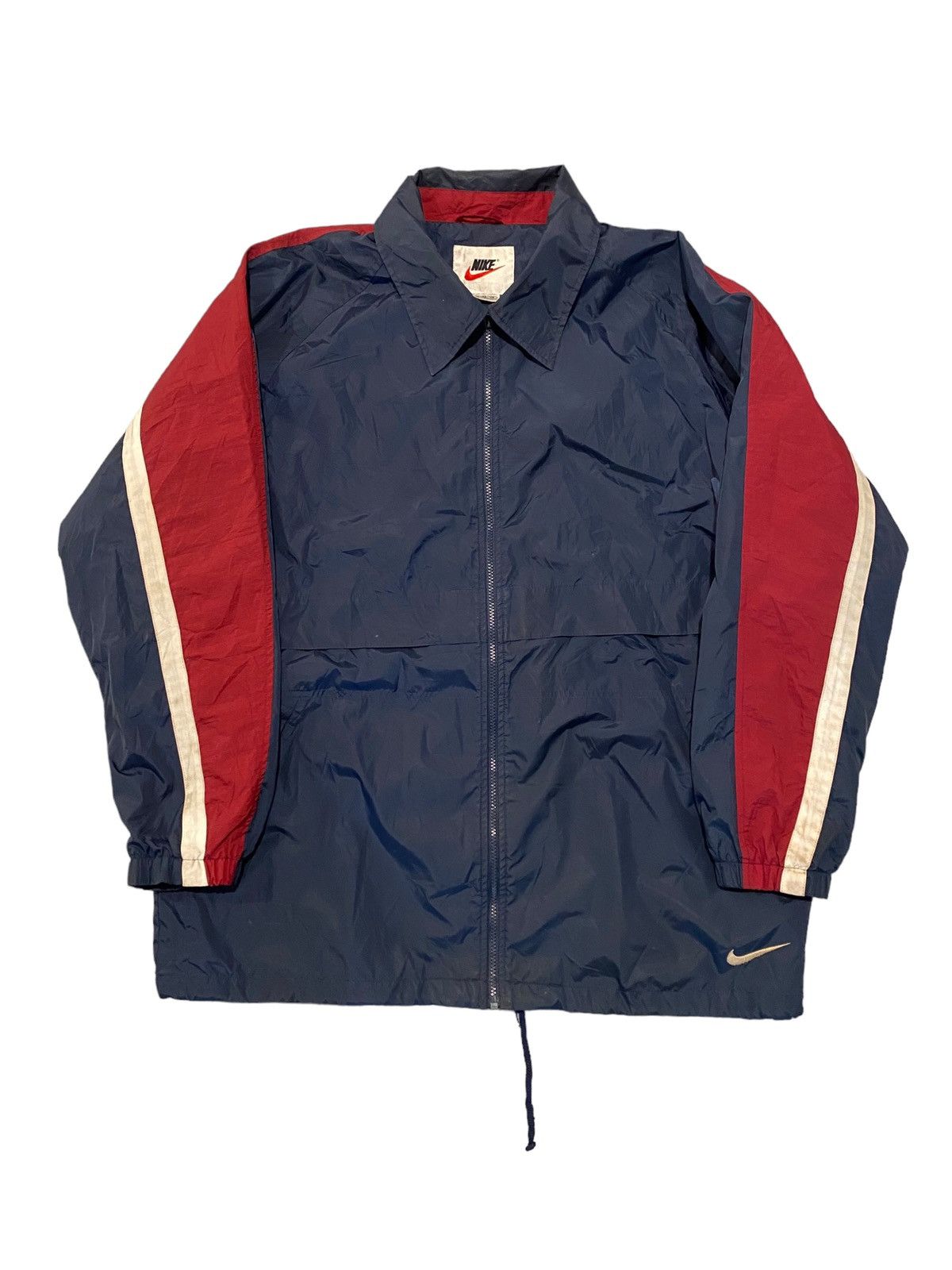 Nike × Vintage Vintage Nike windbreaker zipup big swoosh 1990s skater wear Size US XL / EU 56 / 4 - 1 Thumbnail