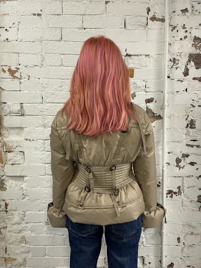 Just Cavalli 2000s Cavalli Harness Bondage Beige Puffer Jacket Size S / US 4 / IT 40 - 3 Thumbnail