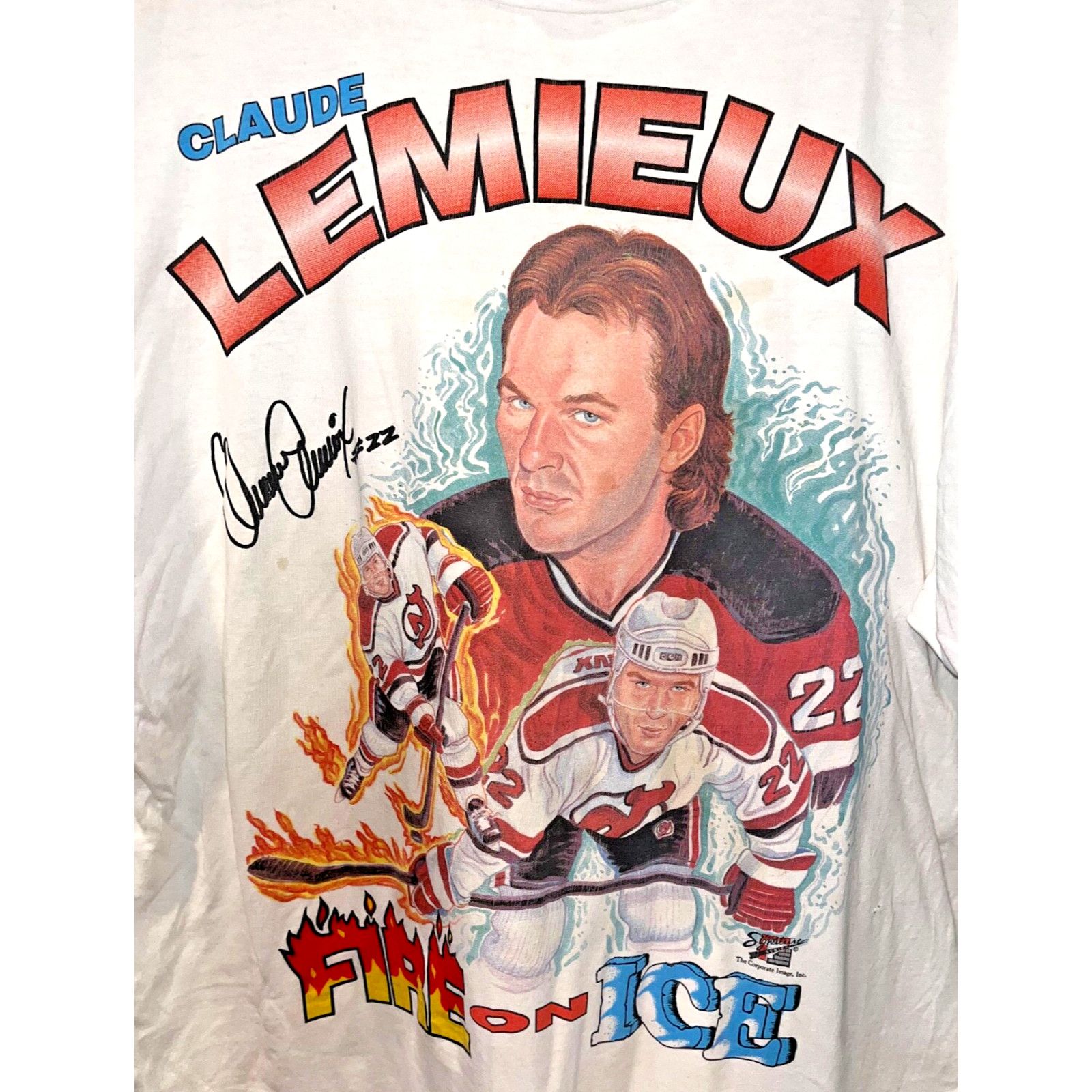 Hanes Claude Lemieux New Jersey Devils Fire On Ice T Shirt XL NHL Size US XL / EU 56 / 4 - 3 Thumbnail