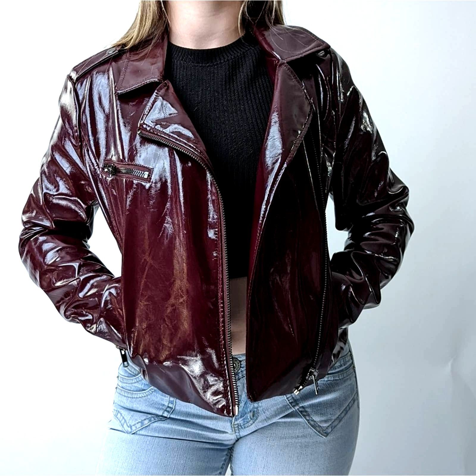 Vintage Bagatelle Heritage Shiny Maroon Double Breast Bomber Jacket Size S / US 4 / IT 40 - 1 Thumbnail