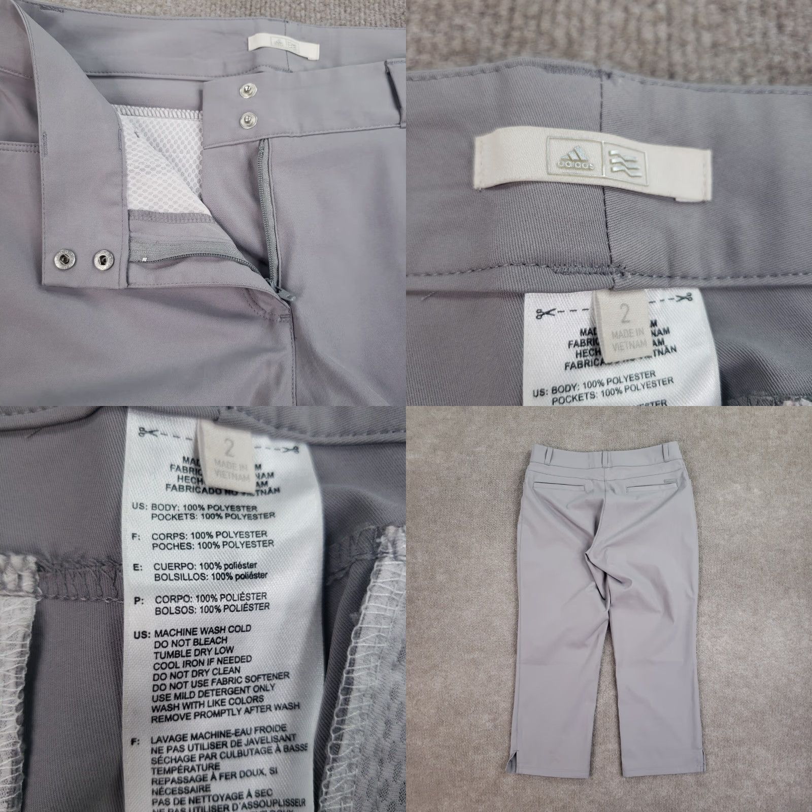 Adidas Adidas Women's Gray Capri Pants Size 2 (29x21) Mid Rise Straight Leg Cotton Blend Size 26" / US 2 / IT 38 - 8 Thumbnail