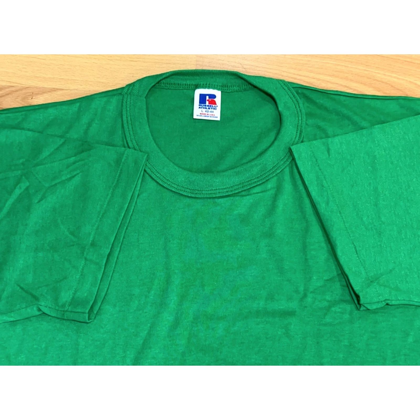 Russell Athletic VINTAGE Russell Athletic T-Shirt Men L Green 80s 90s Crew Neck Short Sleeve Cotton Polyester Blank Size US L / EU 52-54 / 3 - 4 Thumbnail