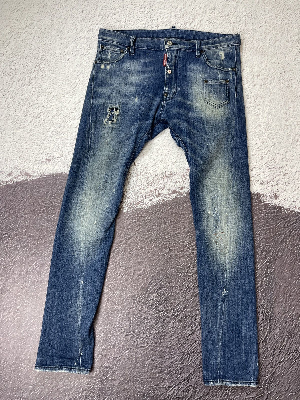 Dsquared2 Dsquared d2 vintage distressed denim jeans paint embroidery Size US 30 / EU 46 - 1 Thumbnail