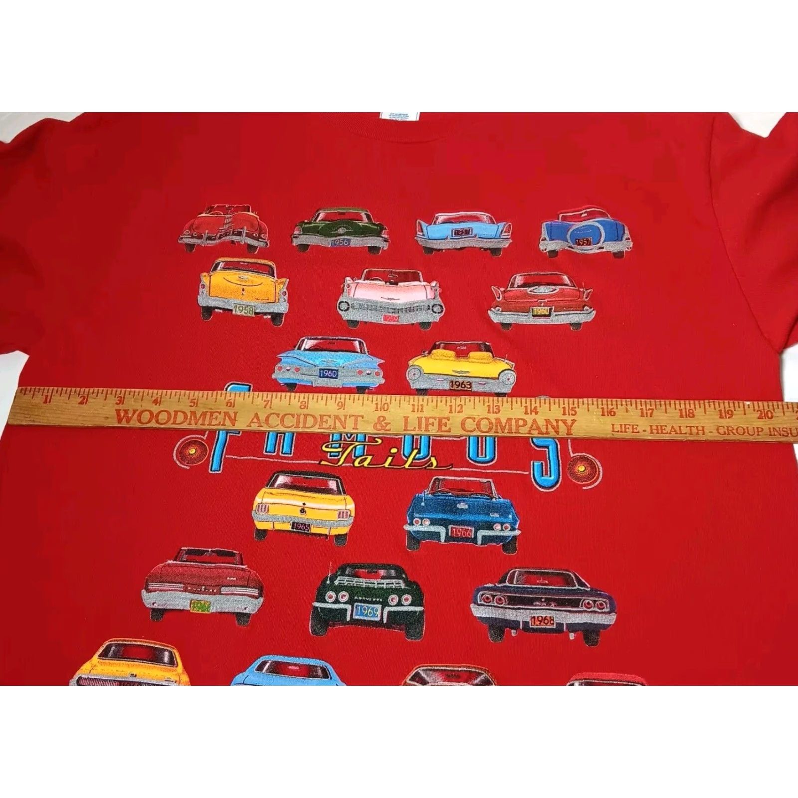 Vintage FAMOUS Tails Shirt T-Shirt Man L Red Classic Cars Tennessee River Crew Neck Cotton Short Sleeve Vintage Auto 80s 90s Mens Size US L / EU 52-54 / 3 - 6 Thumbnail
