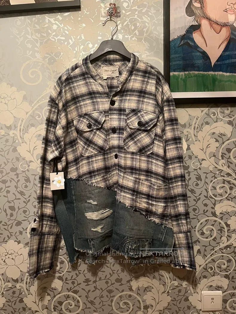 Greg Lauren Greg Lauren Loose denim plaid patchwork shirt Size US S / EU 44-46 / 1 - 1 Thumbnail