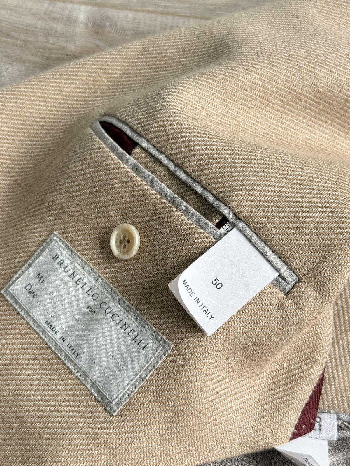 Brunello Cucinelli NWT Brunello Cucinelli Wool Linen Silk Beige Blazer Mens 50 Size 40R - 13 Thumbnail