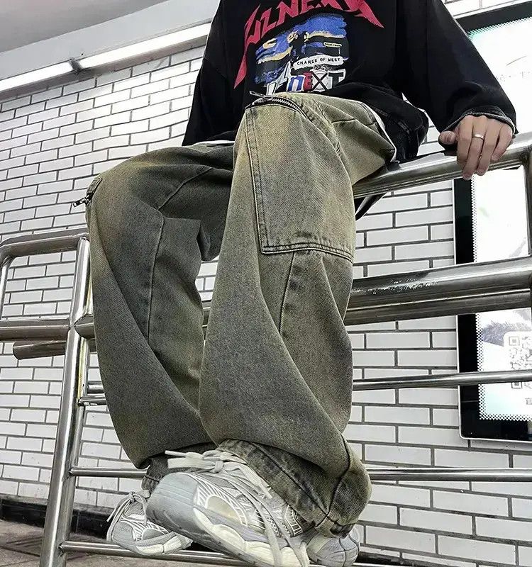 Japanese Brand Retro washed straight leg loose flared jeans Size US 32 / EU 48 - 6 Thumbnail