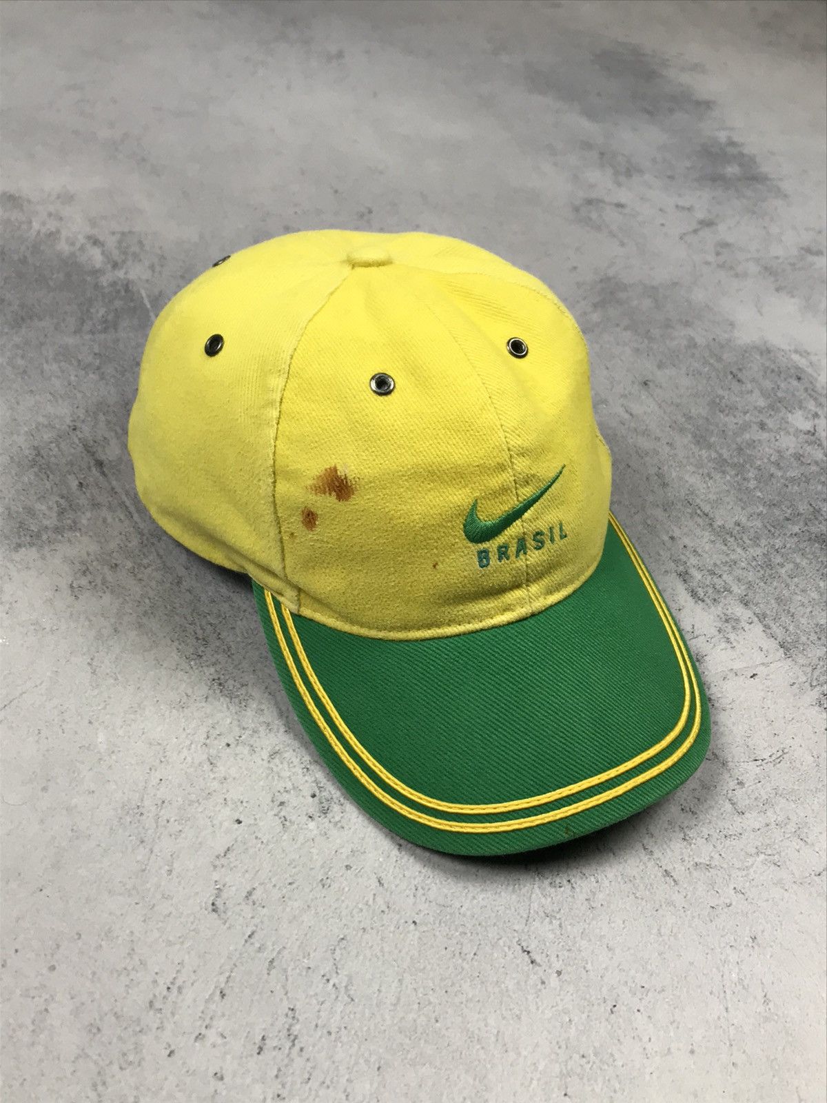 Nike × Vintage Vintage 90s Nike Brasil Brazil Swoosh Soccer Jersey Cap Hat Size ONE SIZE - 1 Thumbnail