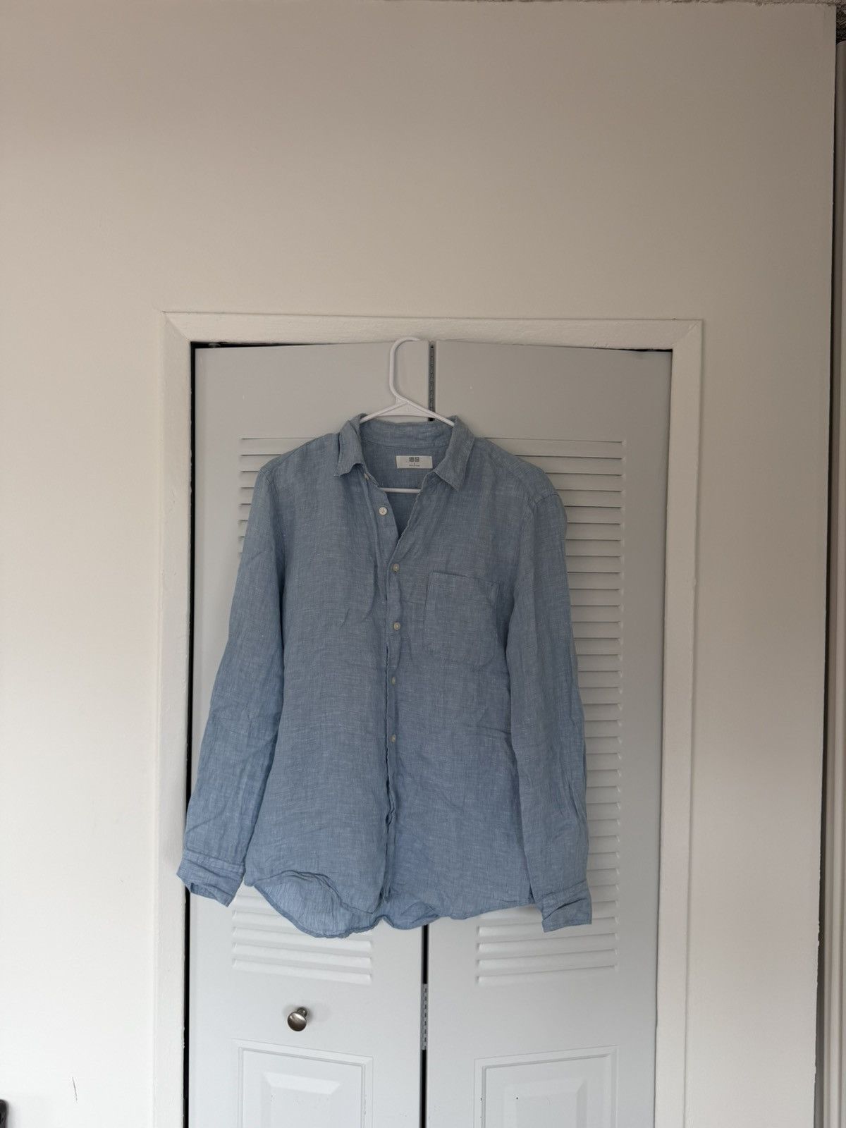 Uniqlo Uniqlo Light Blue Linen Shirt Slim Fit Size US S / EU 44-46 / 1 - 2 Thumbnail