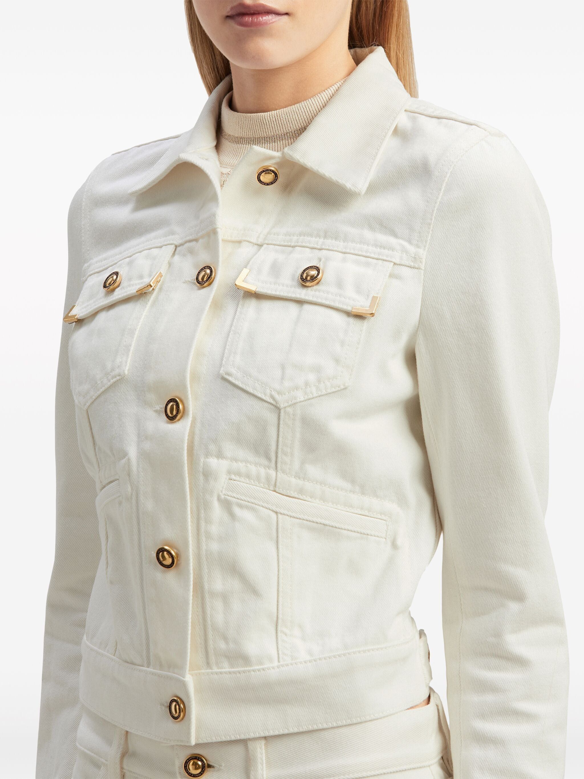 Palm Angels o1s22i1n0824 Short Denim Jacket in White Size S / US 4 / IT 40 - 6 Thumbnail