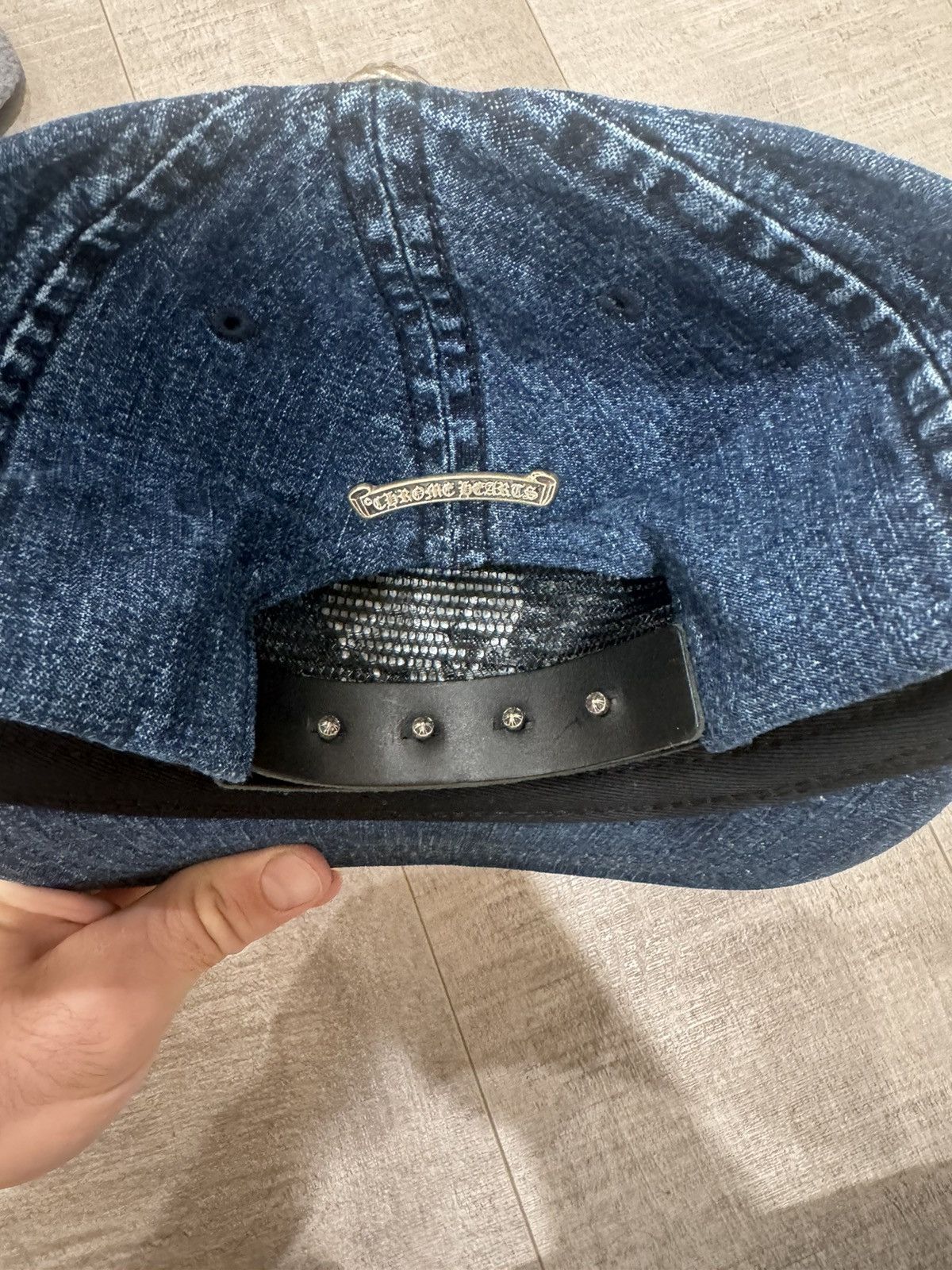 chrome hearts denim baseball cap 美品 Chrome Hearts Horseshoe Denim Baseball Hat Black - US