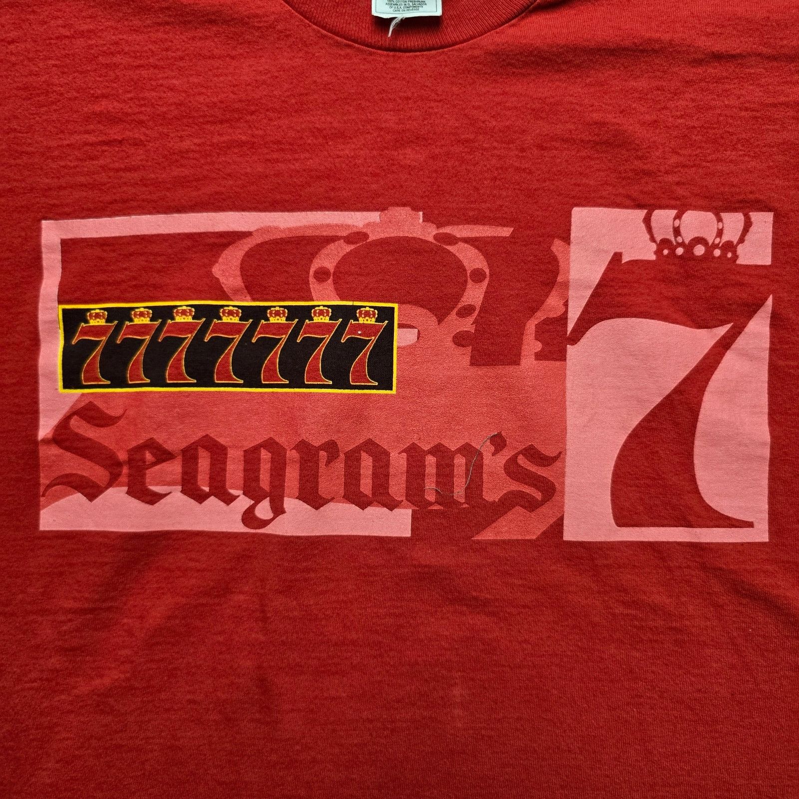 Fruit Of The Loom × Vintage Vintage Seagrams 7 Red XL Seven Crown Whiskey Alcohol Tee Size US XL / EU 56 / 4 - 2 Thumbnail