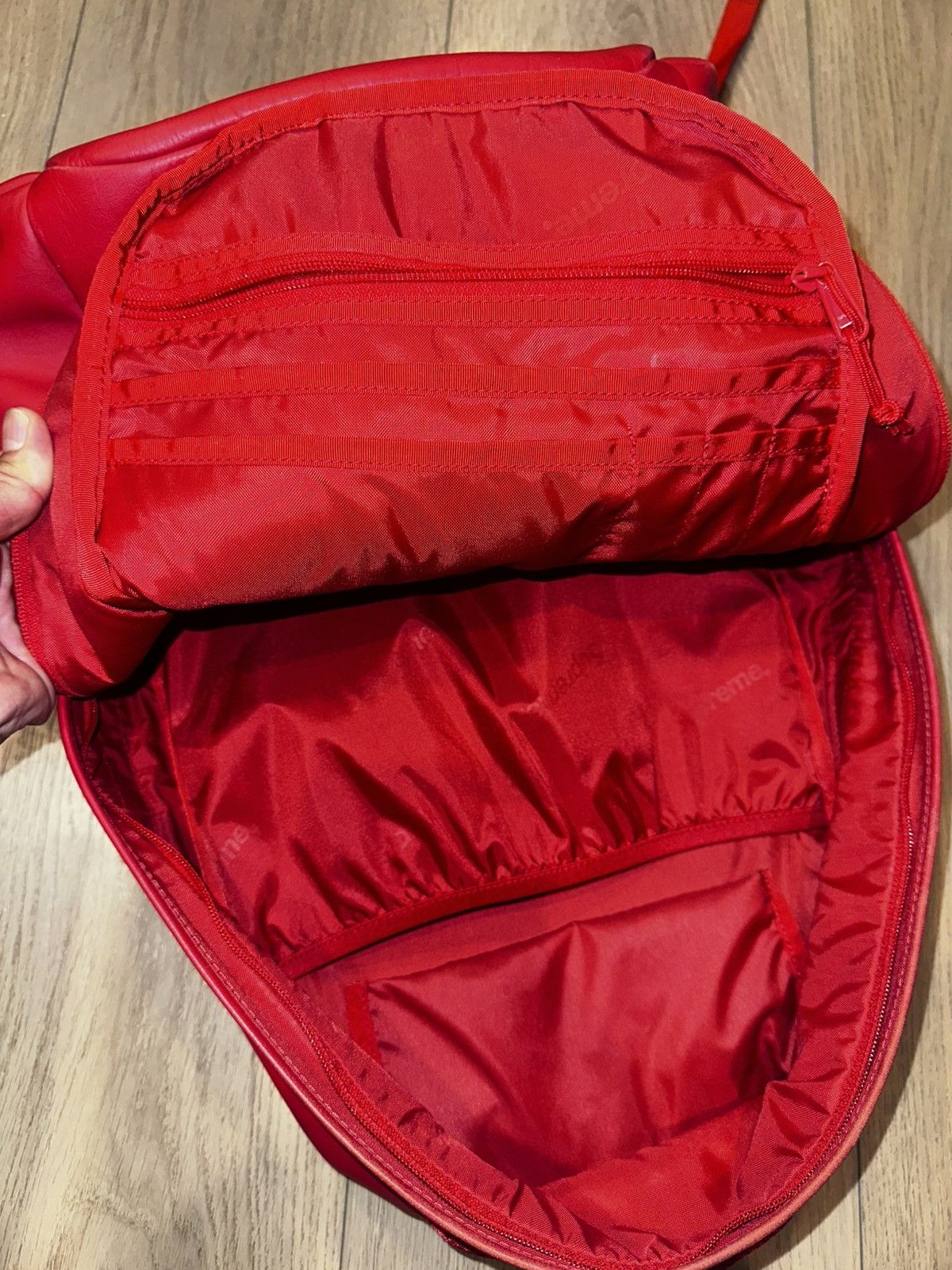 Supreme Supreme - Leather Backpack Red Size ONE SIZE - 10 Thumbnail