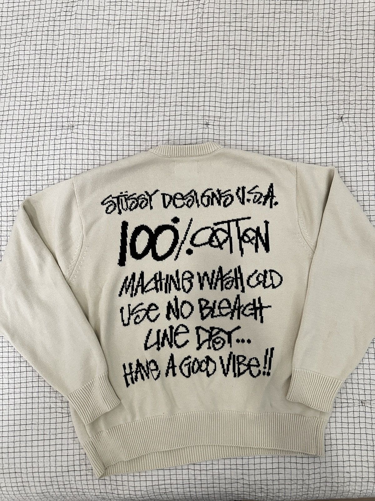 Stussy Stussy Knitted Sweater 117140 Care Label (NATURAL) Size US L / EU 52-54 / 3 - 2 Thumbnail