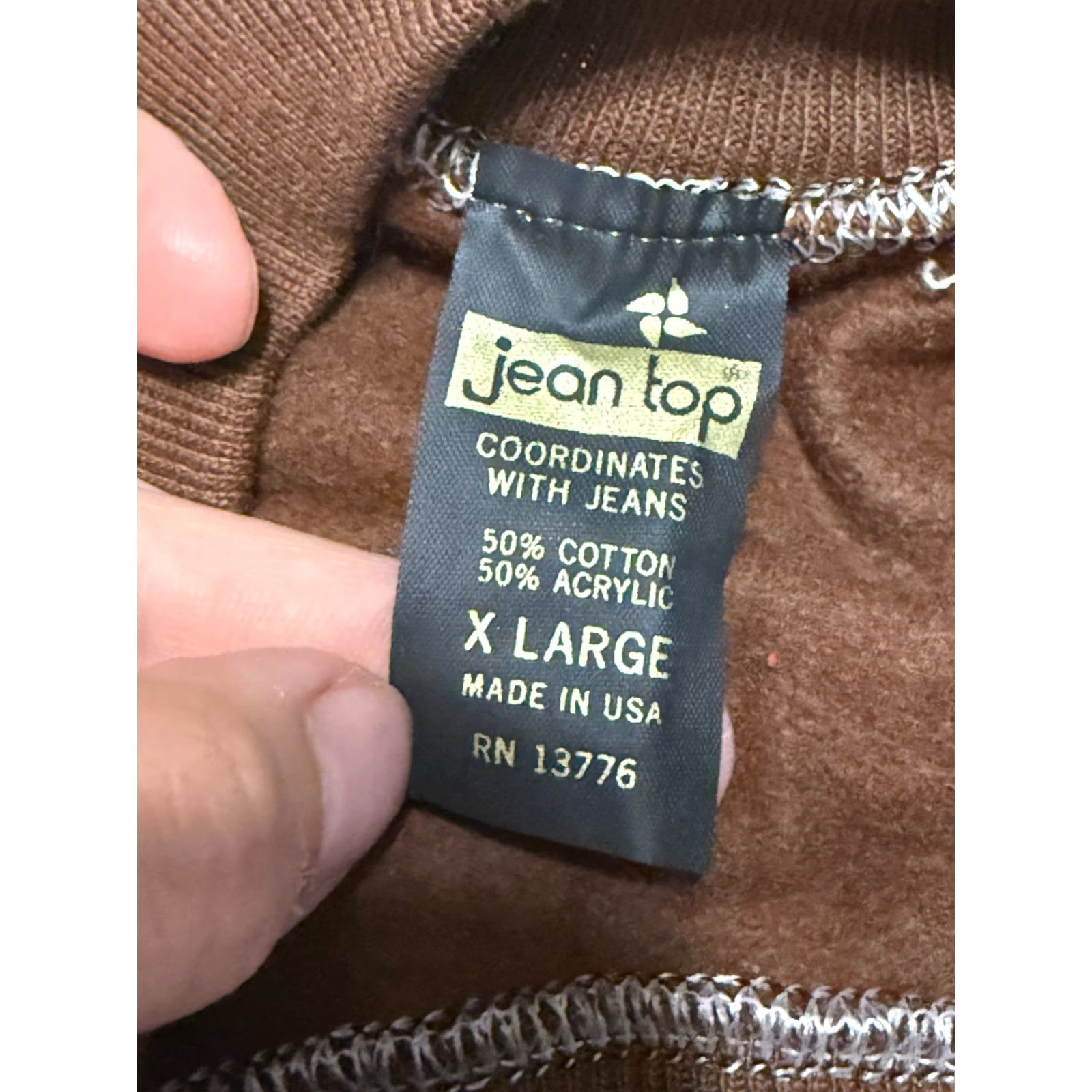 Vintage Jean Top Sweater Womens XL Brown White Crew Neck Pullover Sparta Casual Size XL / US 12-14 / IT 48-50 - 5 Thumbnail