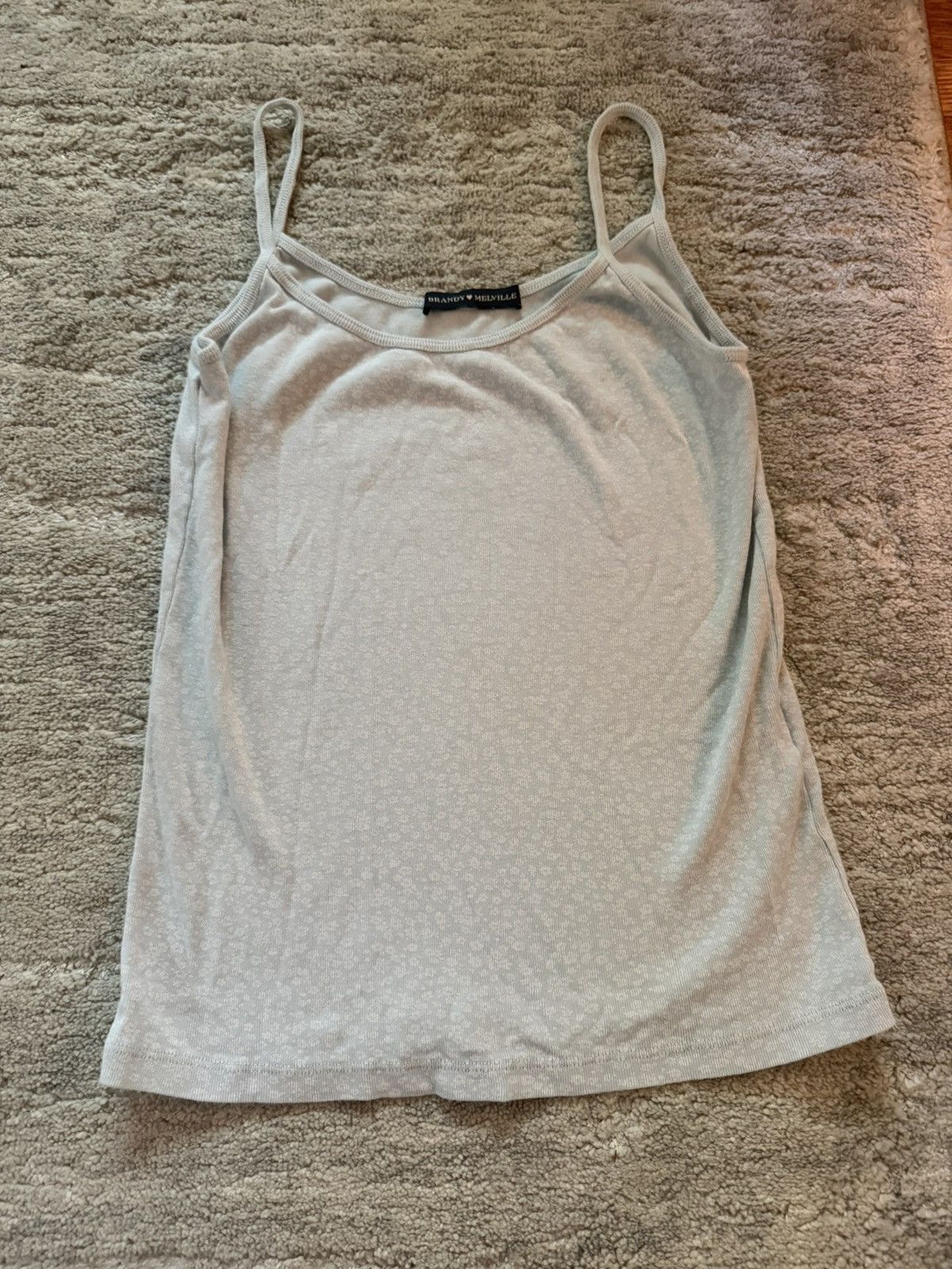 Brandy Melville Brandy Melville top light blue with white flowers Size ONE SIZE - 1 Thumbnail