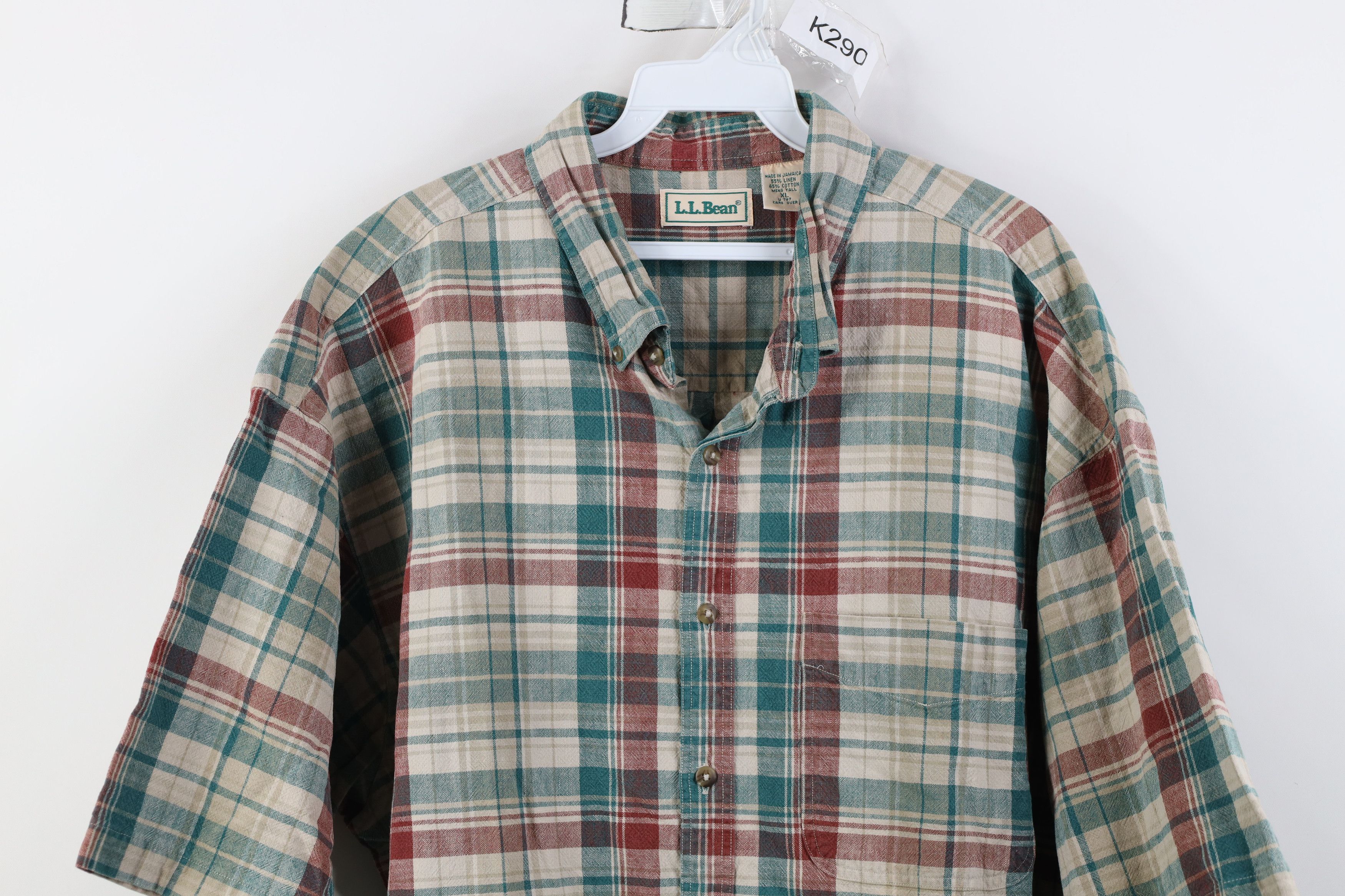 L.L. Bean Vintage 90s LL Bean Linen Blend Short Sleeve Button Shirt Size US XL / EU 56 / 4 - 2 Thumbnail