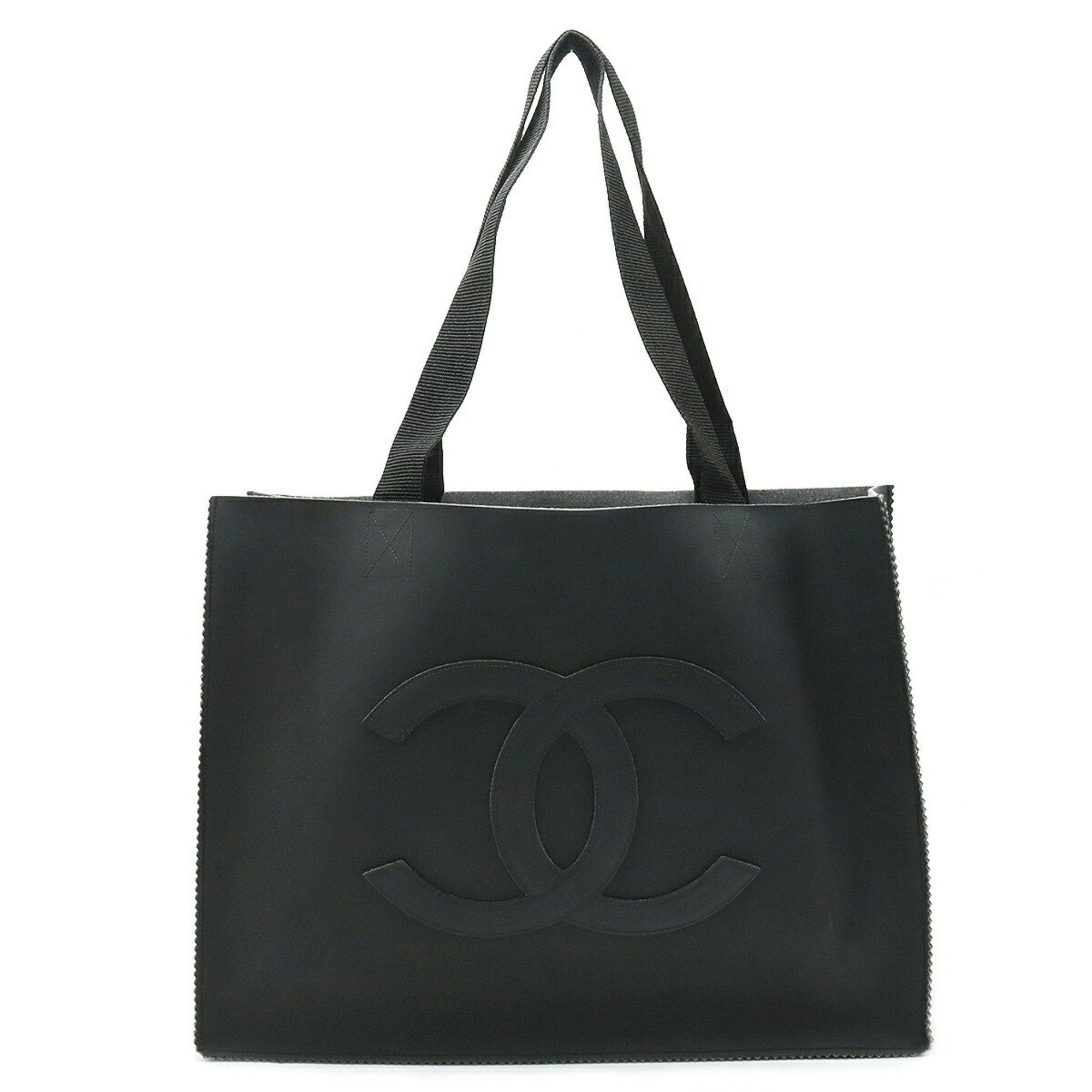 image of Chanel Cocomark Tote Bag Large Shoulder Rubber Black, Women's