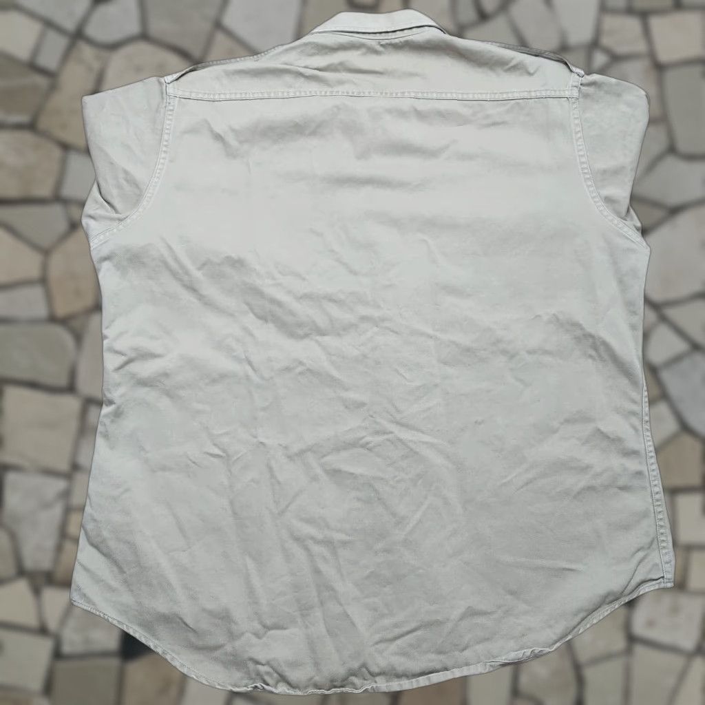 Vintage VINTAGE Unbranded Shirt Men L Beige Cotton Canvas Short Sleeve Button-Up Military Pockets 48 Chest Reg/Classic Size US L / EU 52-54 / 3 - 1 Thumbnail