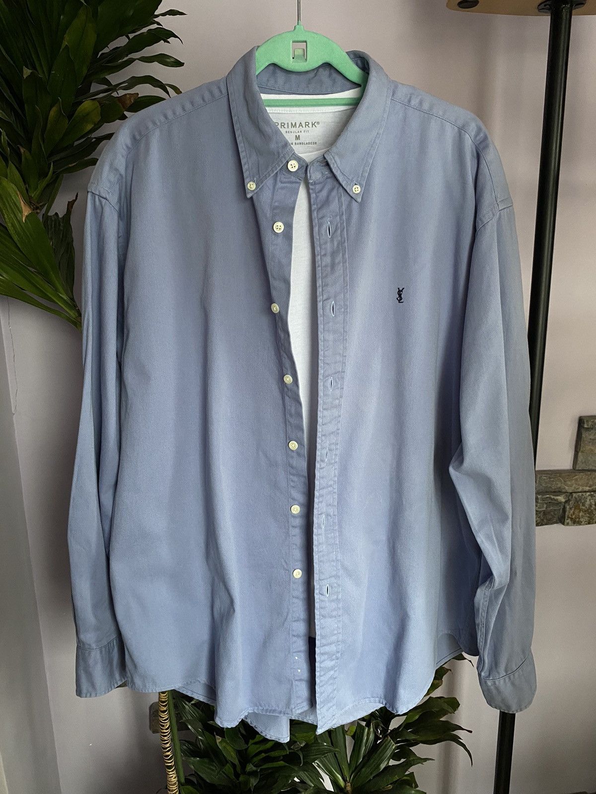 image of Saint Laurent Paris x Vintage YSL Shirt Cotton Heavy YVES Saint Laurent Overshirt in Light Blue (Si